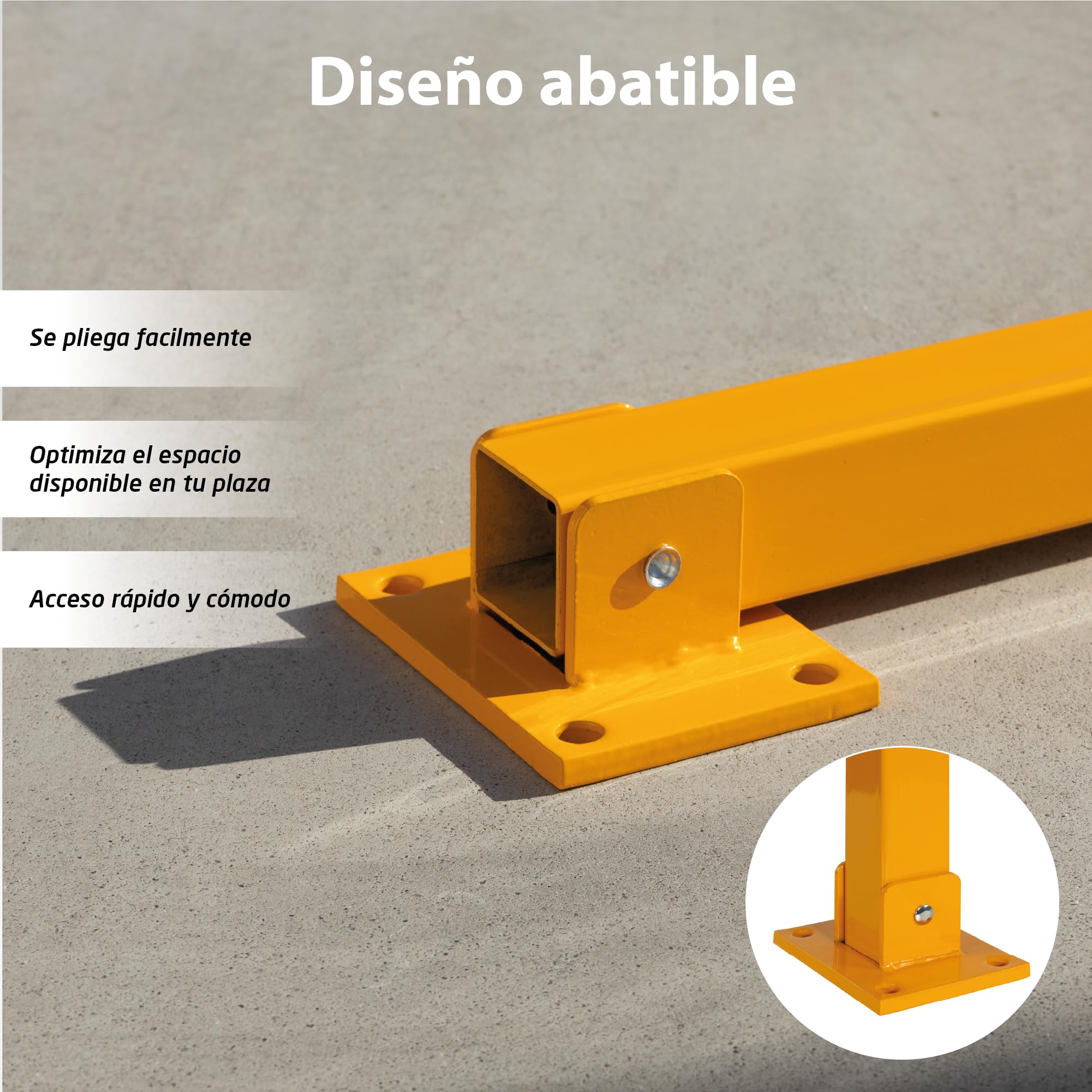 EBERSIGN - Pack 2 Cepo para Plaza Garaje Reflectante con Llave | Bolardo para Parking Acero Galvanizado Resistente | Barrera Parking de Fácil Instalación y Durable, 72,5 x 11 x 70 cm