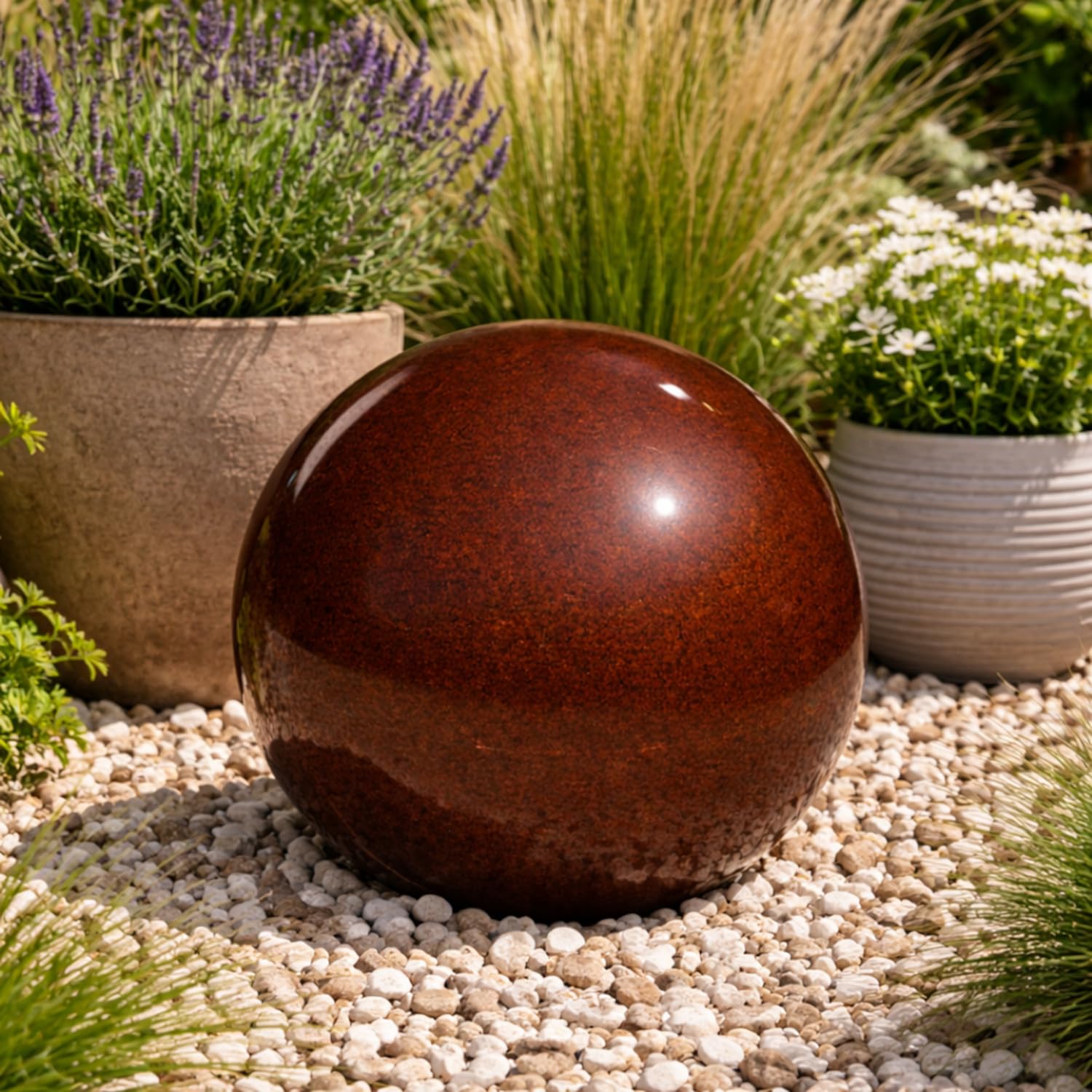 Jardin boule Poterie En Céramique Marron brillant pour une utilisation en extérieur Diamètre 30 cm résistant au gel