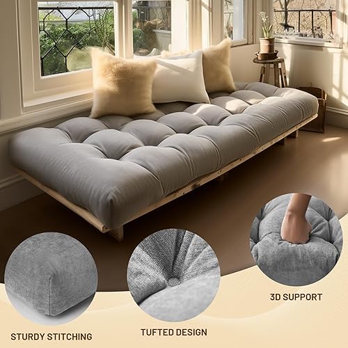 Miniatura 5 de BayHomes Cojines de banco personalizados para muebles de interior y exterior, cojín antideslizante para asiento de banco de ventana, cojín grueso y