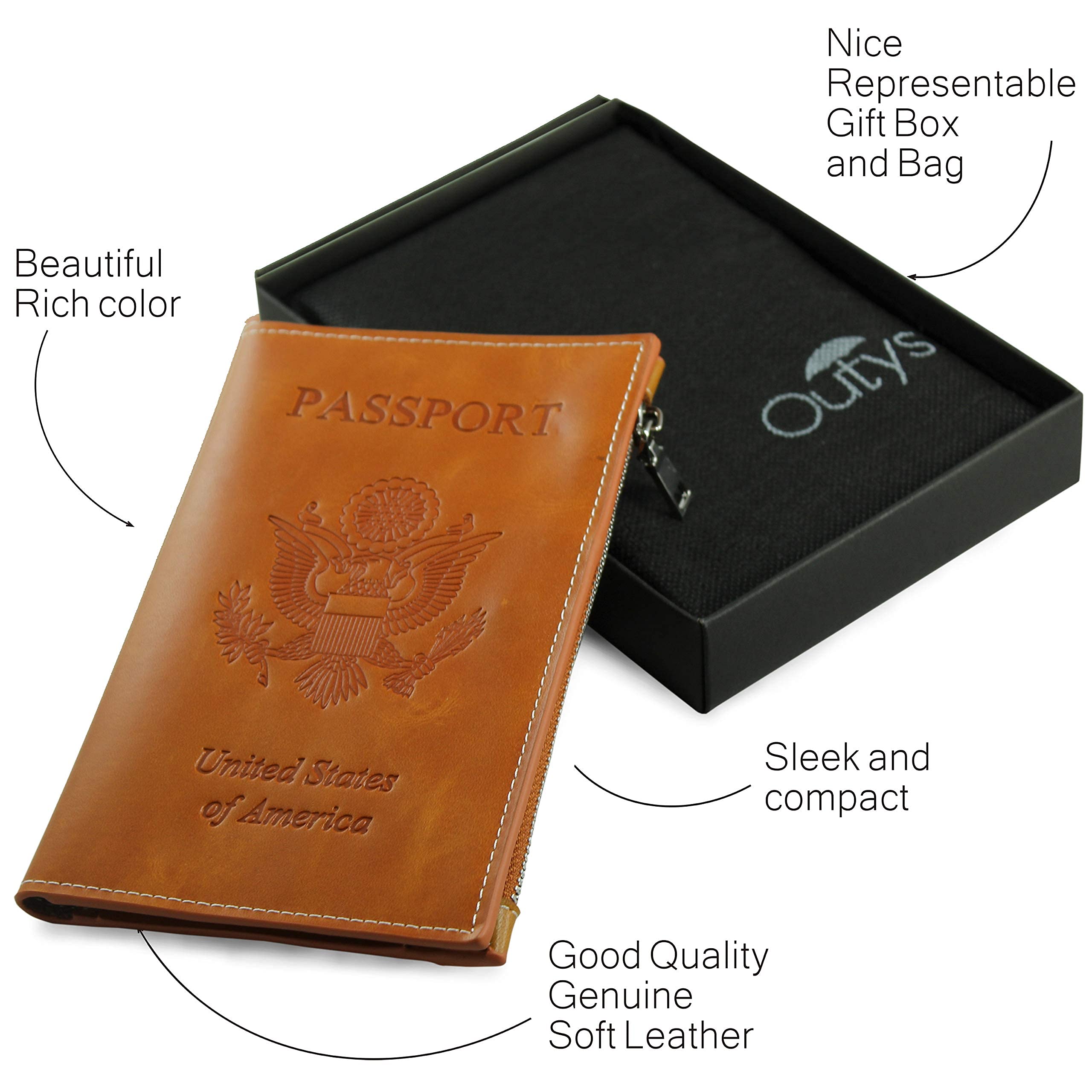 Passport Holder - Travel Luggage organizer RFID Blocking wallet Genuine Leather