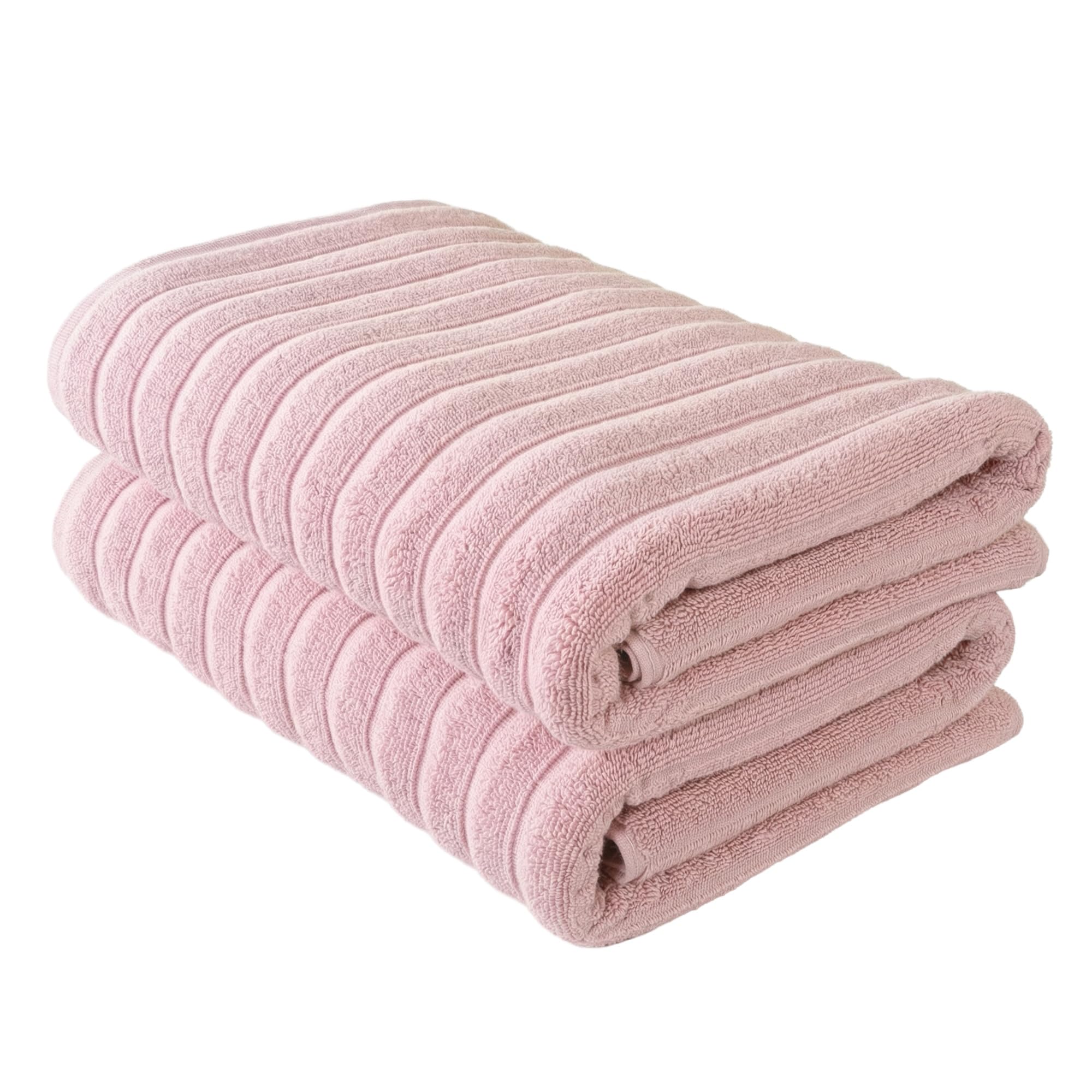 BERIBO Cloud Turkish Towel Set 100% Cotton 620gsm (Rose Quartz, 2 Bath Towels)