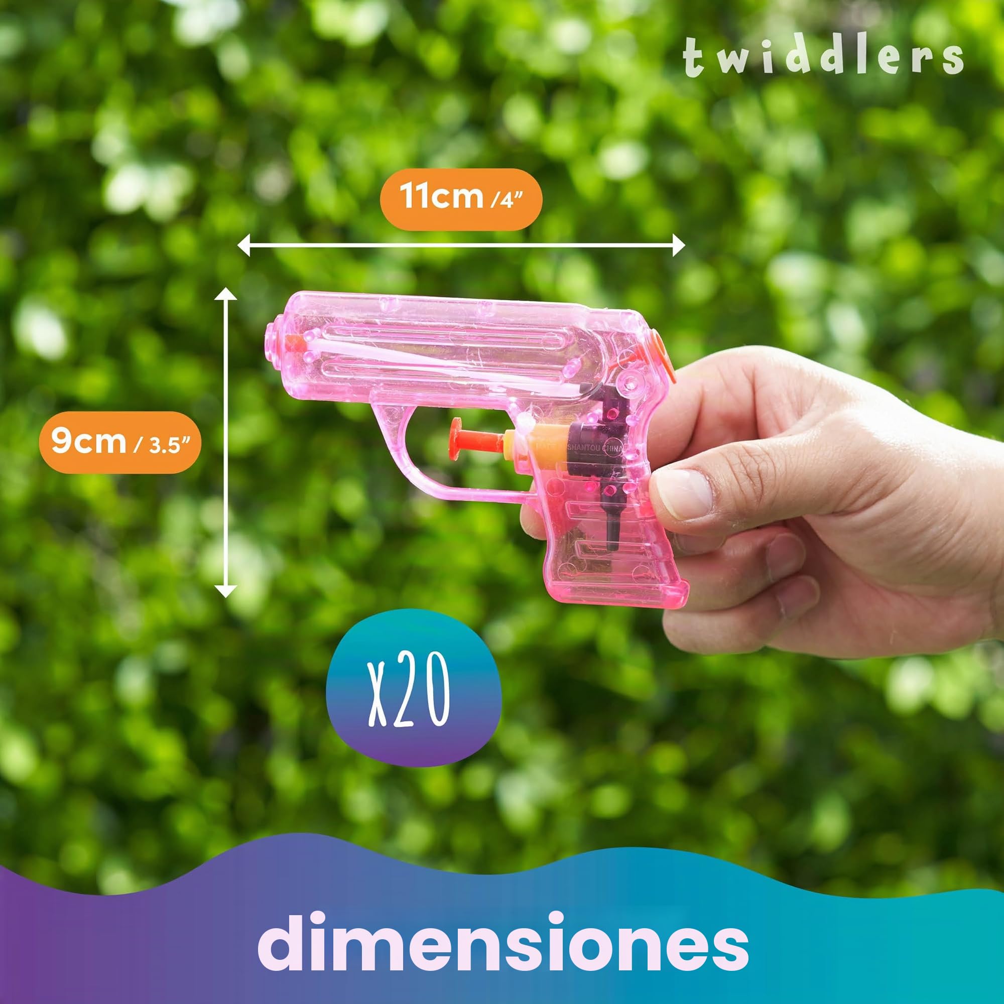 THE TWIDDLERS 20 Mini Pistolas de Agua para Niños (11 cm) - Set en 4 Colores Surtidos para Regalos de Fiesta, Juegos de Verano, Bolsas Sorpresa y Piñatas