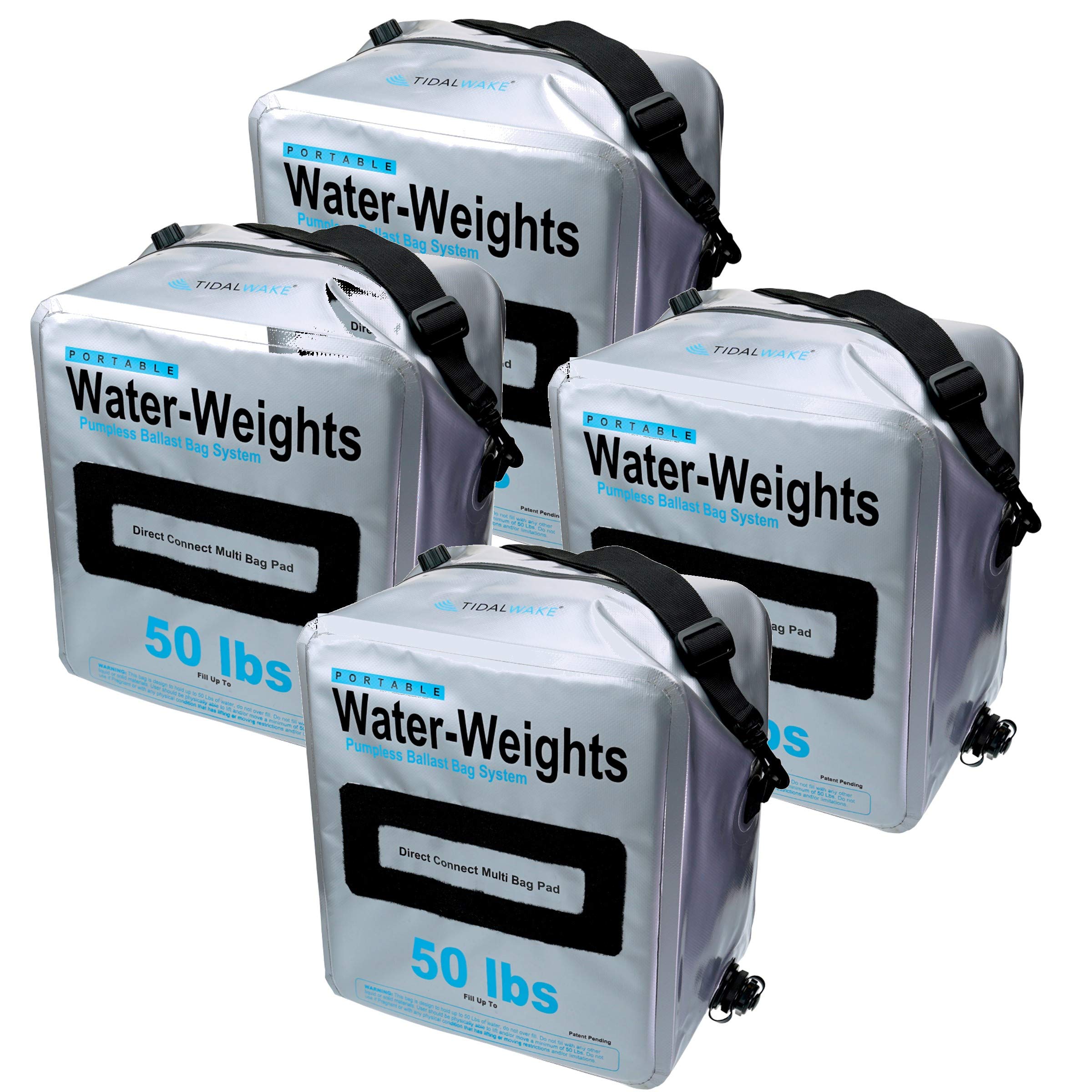 Tidal Wake Water-Weights Ballast Bags - 4 Pack, Portable, No Pump Needed, Each Bag Holds 50 Pounds of Water Per Bag / 200 Pounds Total