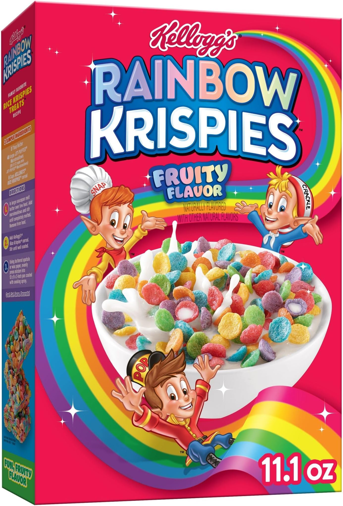 Rainbow Krispies Cold Breakfast Cereal, 8g Whole Grains, Rice Krispies Treats, Original, 11.1oz Box (1 Box)