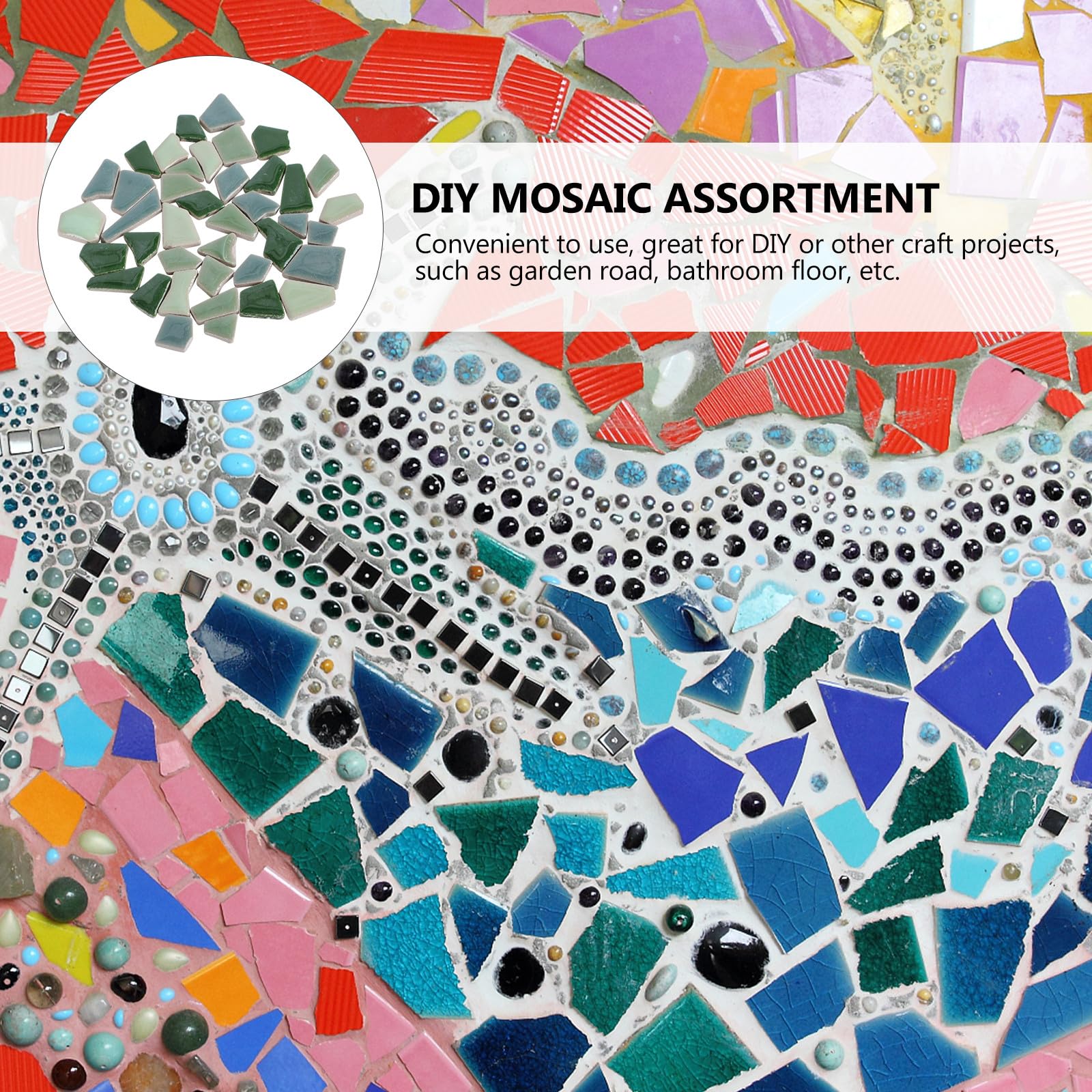 Artibetter Piastrelle di Mosaico Fai da Te 500g in Ceramica Bordi Uniformi e Aspetto Irregolare, Materiale Sicuro per Decorazioni Artistiche a Casa o Giardino