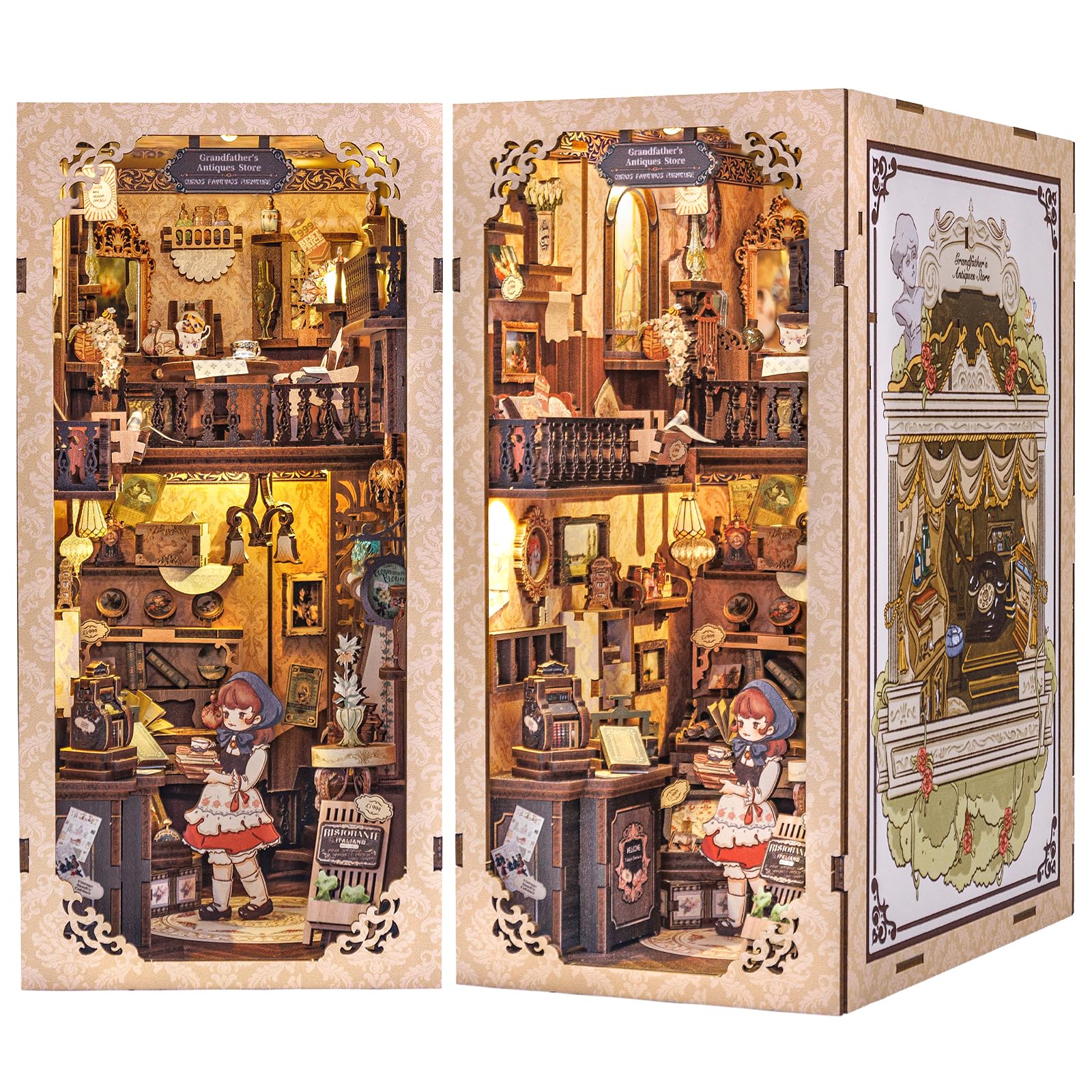 Fsolis Kit de Rincón de Libro, Rompecabezas de Madera 3D para Adultos Kit de Bricolaje en Miniatura Sujetalibros Decorativo Decoración de Estantería Fsolis Kit de Rincón de Libro, Rompecabezas de Madera 3D para Adultos Kit de Bricolaje en Miniatura Sujetalibros Decorativo Decoración de Estantería