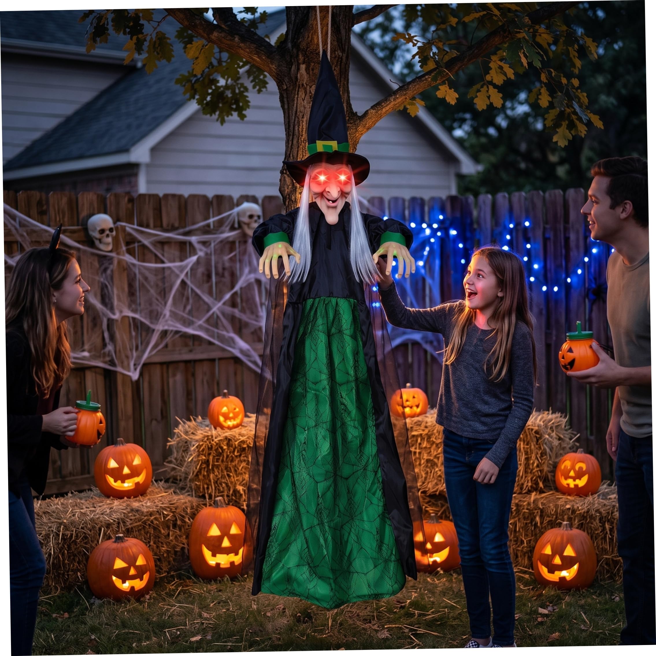 Decorazioni di Halloween attivate dal Movimento, Animatronics di Strega per Halloween, Giallo