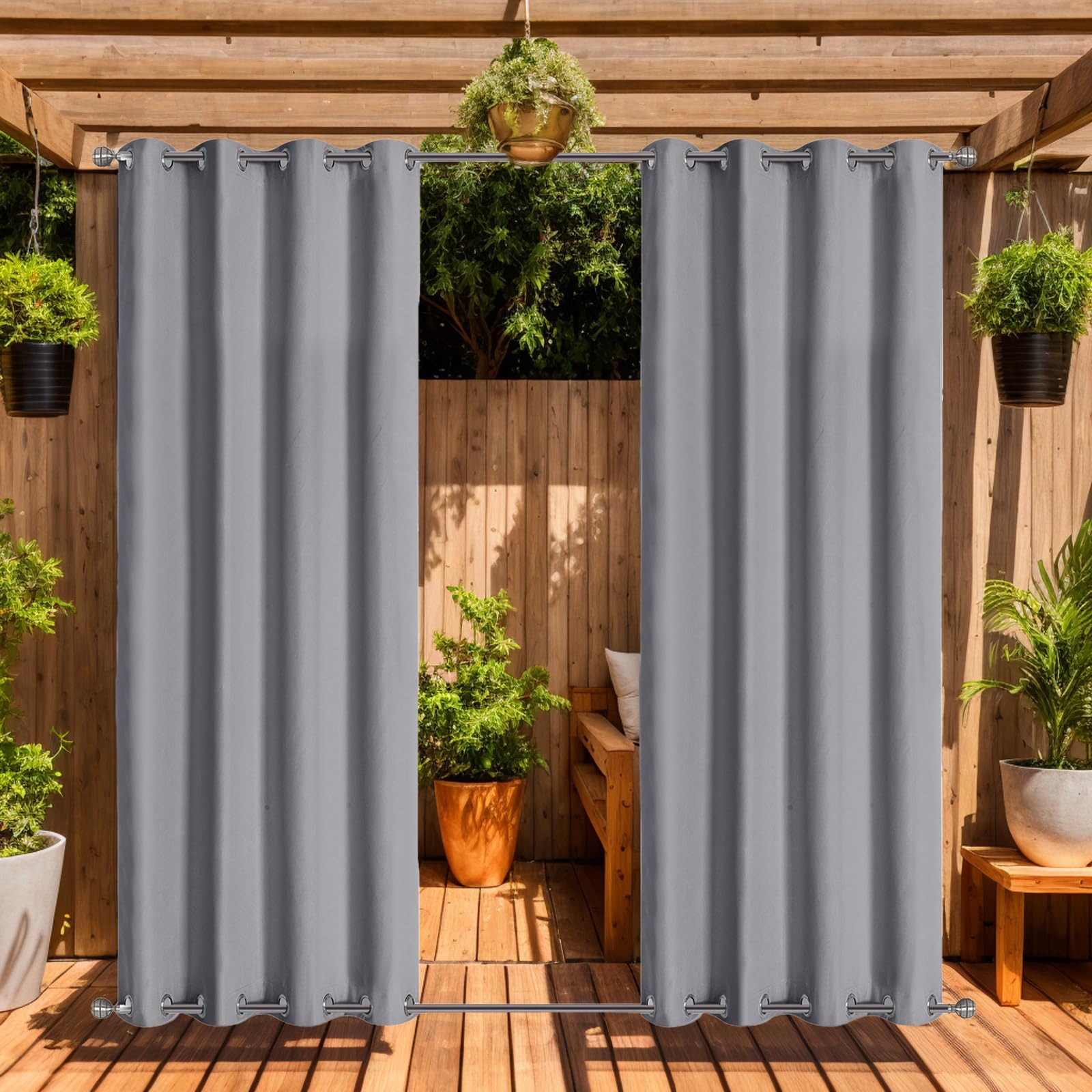 LiveGo Outdoor Curtains Waterproof with Grommet (Top and Bottom)