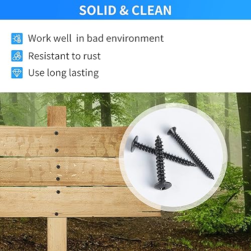 Miniatura 4 de Kit de surtido de 485 piezas de tornillos de madera negros, #6#8#10 cabeza redonda y de armadura y cabeza plana, tornillos autorroscantes, 20