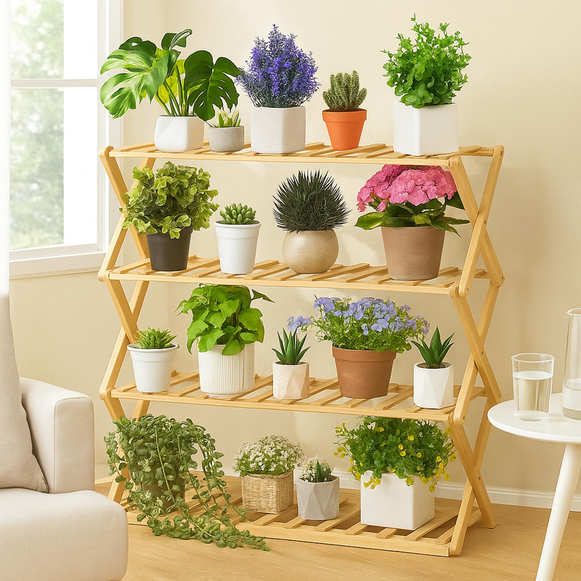Amazon.com : Leinuosen 4 Tier Wooden Plant Stand 27