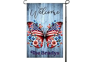 Personalized Patriotic Butterfly Floral Garden Flag