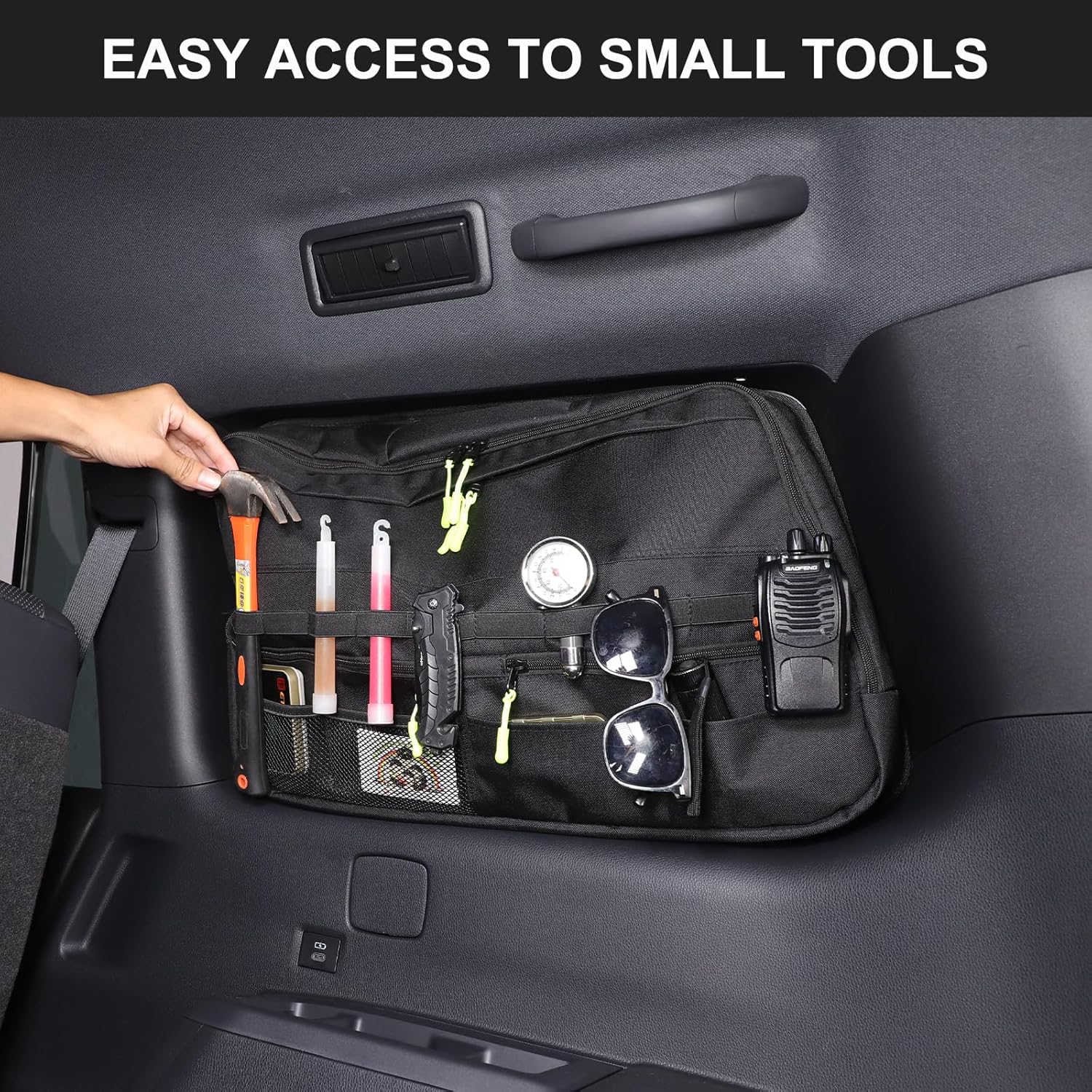 Rear Side Window Storage Bag Compatible with Toyota Land Cruiser Prado250 J250 LC250 2024 2025, Trunk Storage Bag Organizer Accessories, 1Pcs(Right Side)