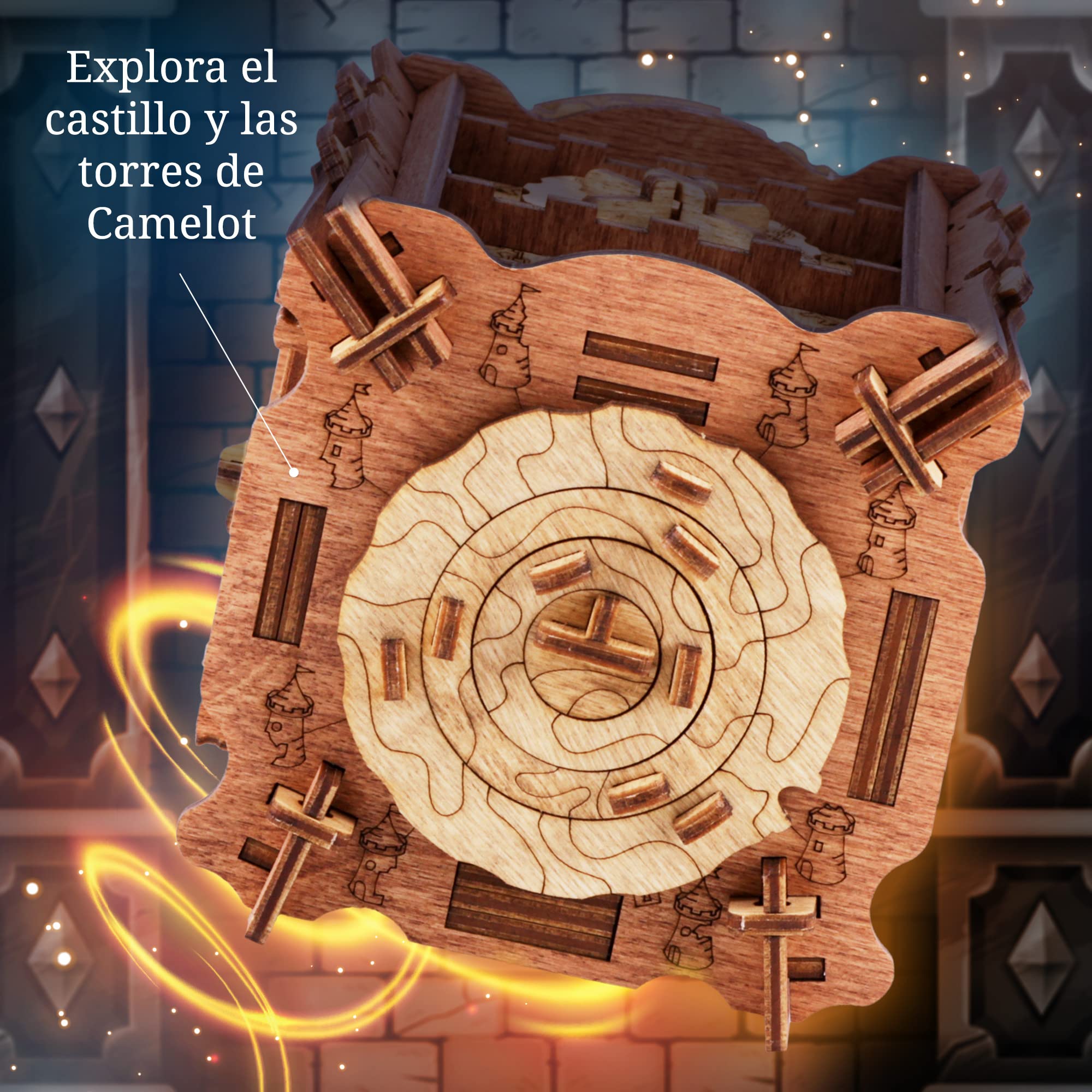 iDventure Cluebox - El Secreto de Camelot: Puzzle Box Escape Room Juego - complicados Rompecabezas de Madera en 3D - Juegos de Caja de Escape para Adultos y Caja de Rompecabezas para niños