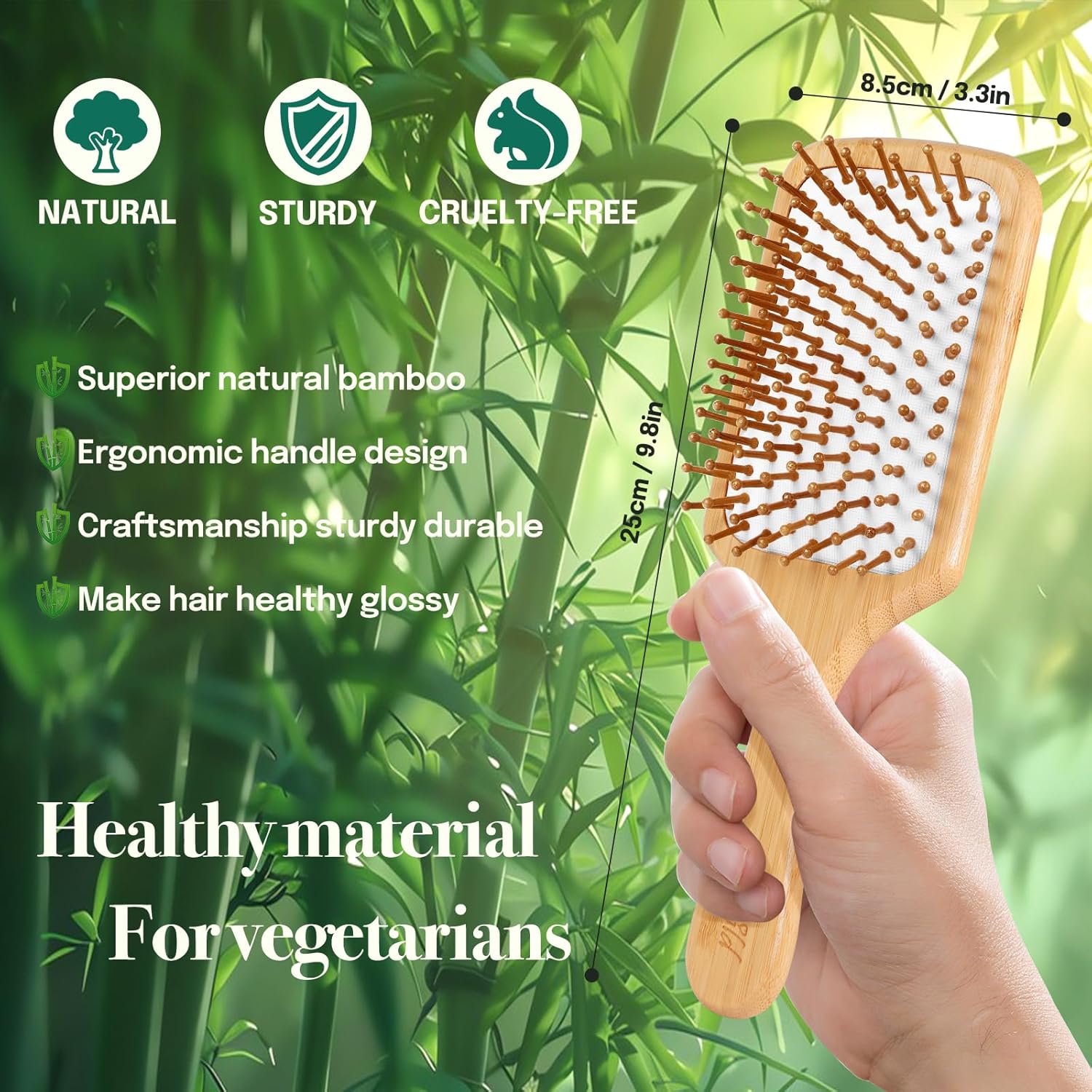 Sofmild Natural Bamboo Hair Brush Set for Women Men Kids, Detangling Brush for Thick Curly Wet Hair,Boar Bristle Hair Brush for Fine Thin Dry Hair to Add Shine and Smooth Flyaways,2-in-1Hair Care