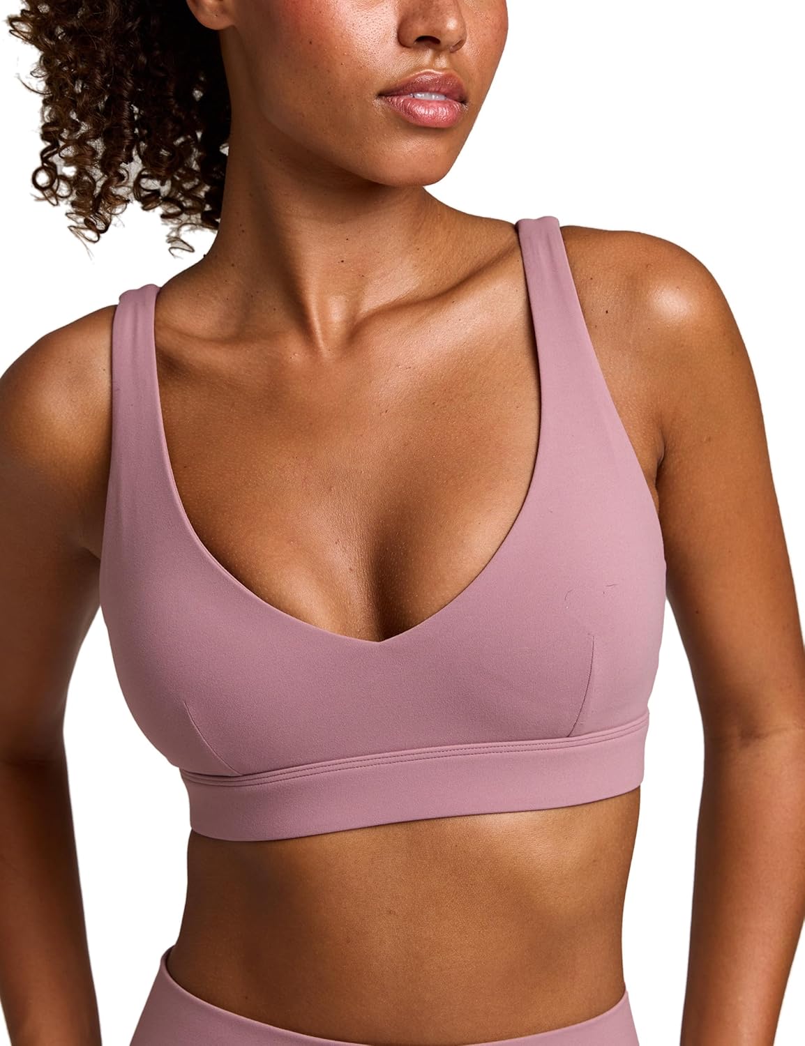 Women's Plunge Deep V Scoop Sports Bra Padded Yoga Tank Wide Straps V-Back Crop Tops