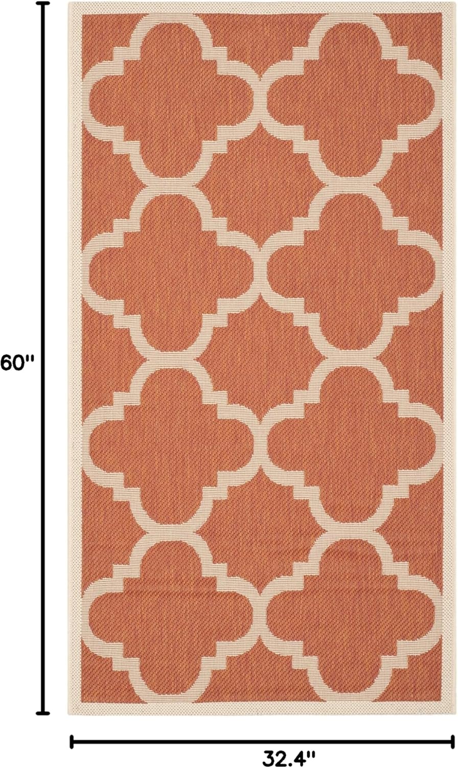 SAFAVIEH Washable Rug Outdoor Courtyard Collection - 2'7" x 5', Terracotta, Non-Shedding & Easy Cleaning, Ideal for Patio, Backyard, Mudroom (CY6243-241)