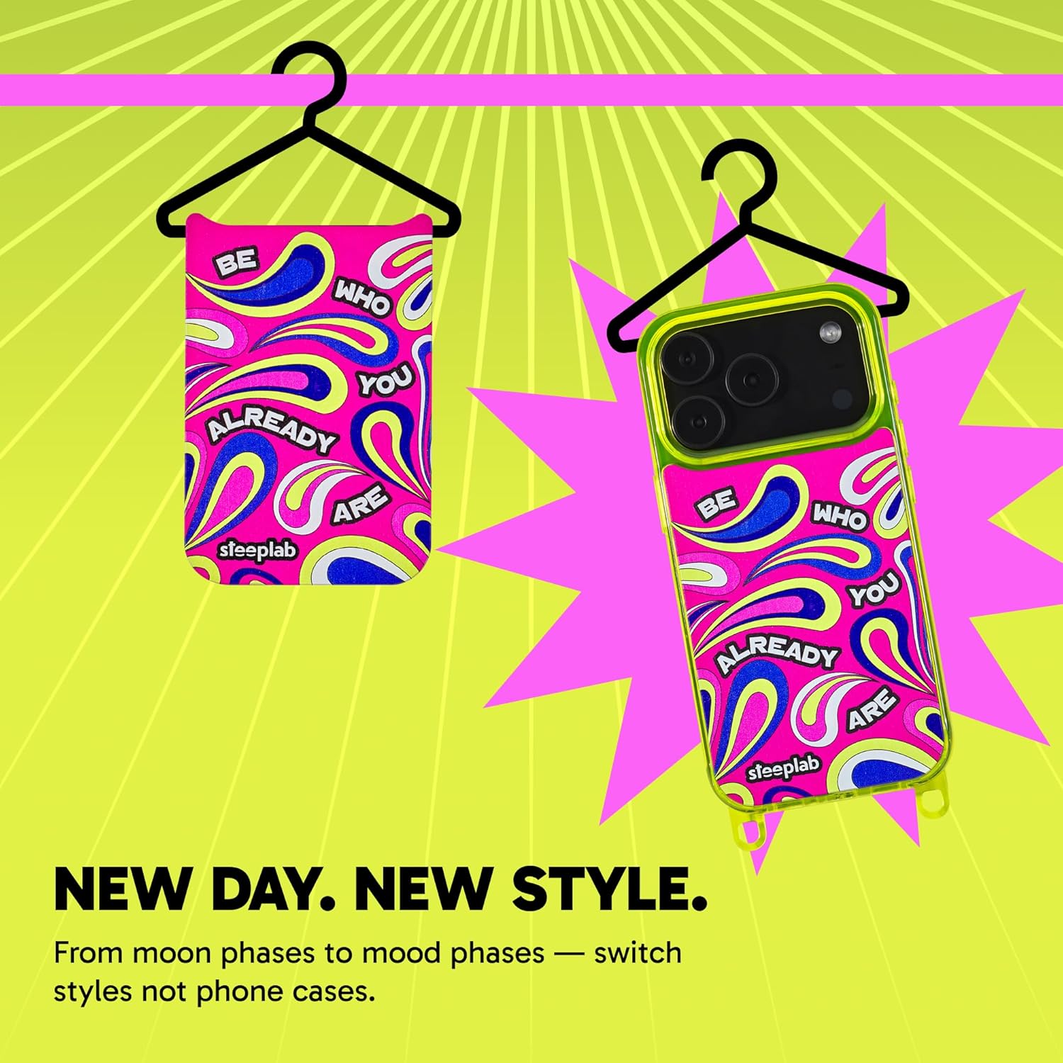 SteepLab Freehand Case + Canvas Cover Bundle for iPhone 17 Pro - Lanyard-Ready Clear Case with Interchangeable Magnetic Back Plate (Edgy & Vibes)