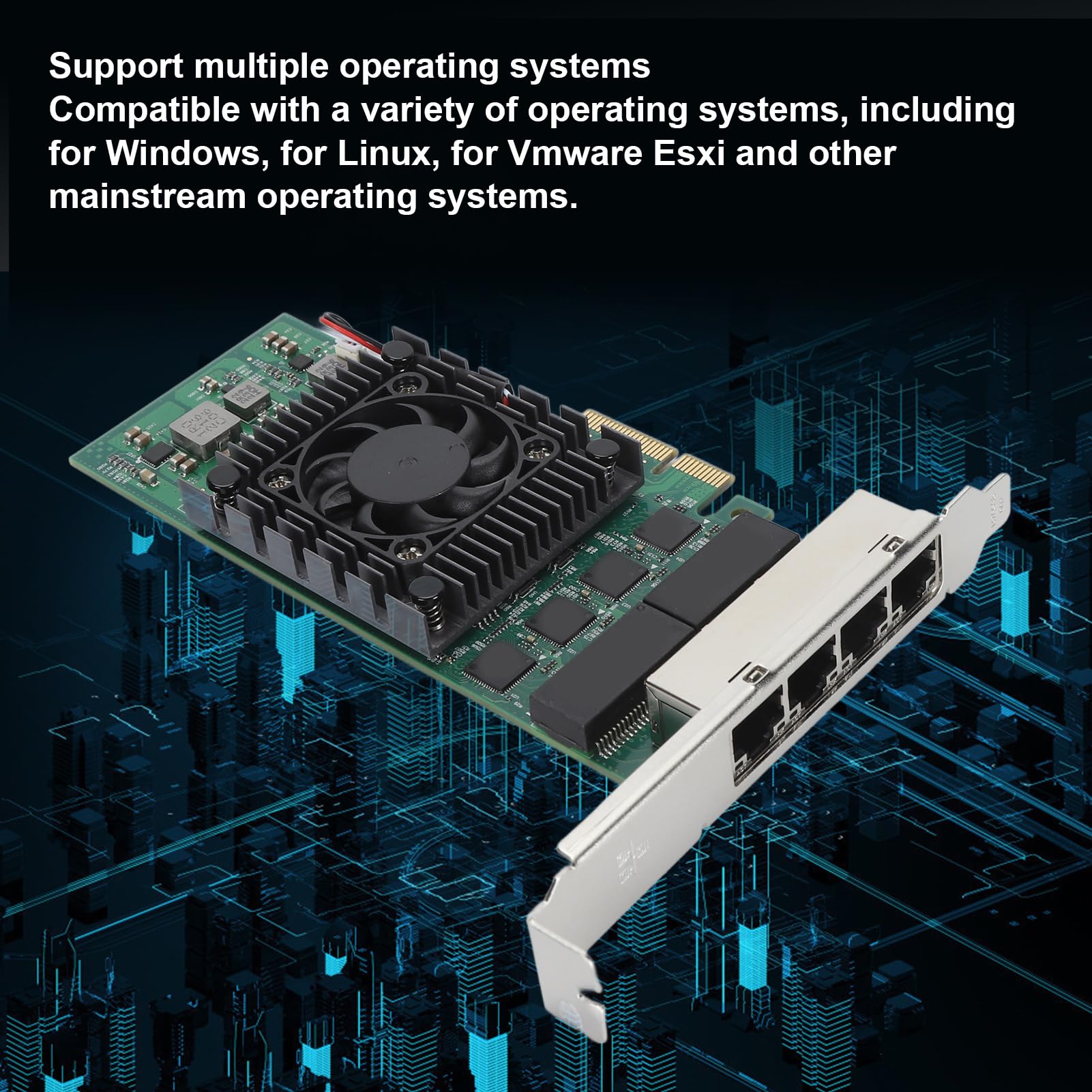 Scheda di Rete PCIE a 4 Porte, Scheda di Rete PCIE Ad Alta velocità 100/1000/2500Mbps 2,5G Adattatore per Scheda di Rete Gigabit PCIE per Chip I210