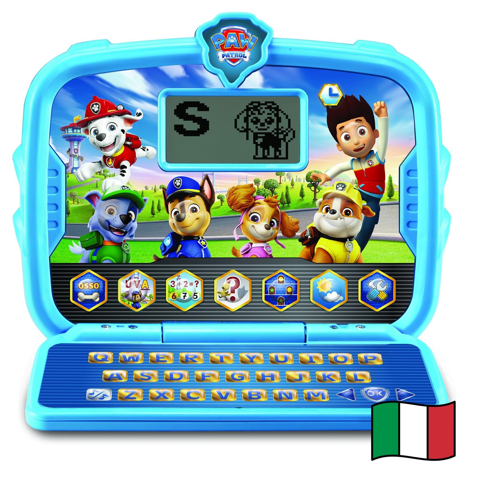 VTech Paw Patrol - Computer Educativo, Dispositivo 2 in 1 Computer e Tablet Bambini, 6 Attività, Schermo LCD e 7 Pulsanti Interattivi, Lingua Italiana, Batterie Incluse, 3-7 Anni