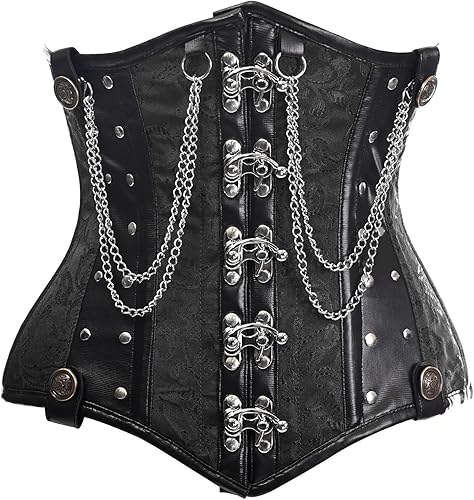 Daisy corsets womens Daisy Corsets Top Drawer Black Brocade Steel Boned Underbust Corset WChains and Clasps