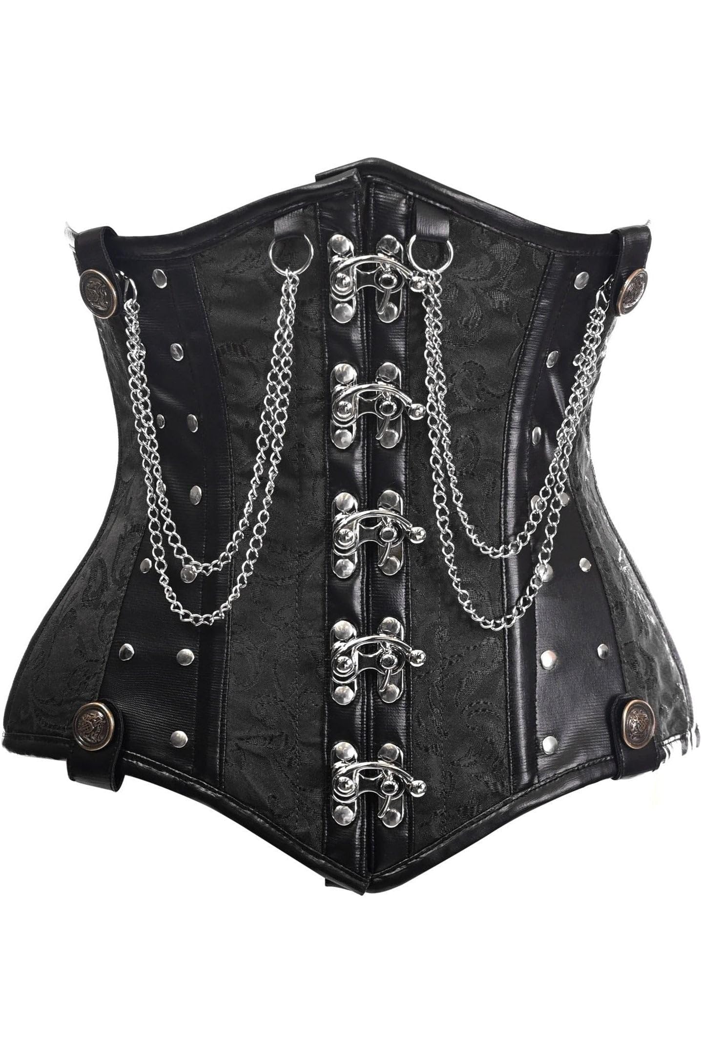Daisy corsets womens Daisy Corsets Top Drawer Black Brocade Steel Boned Underbust Corset W Chains and Clasps