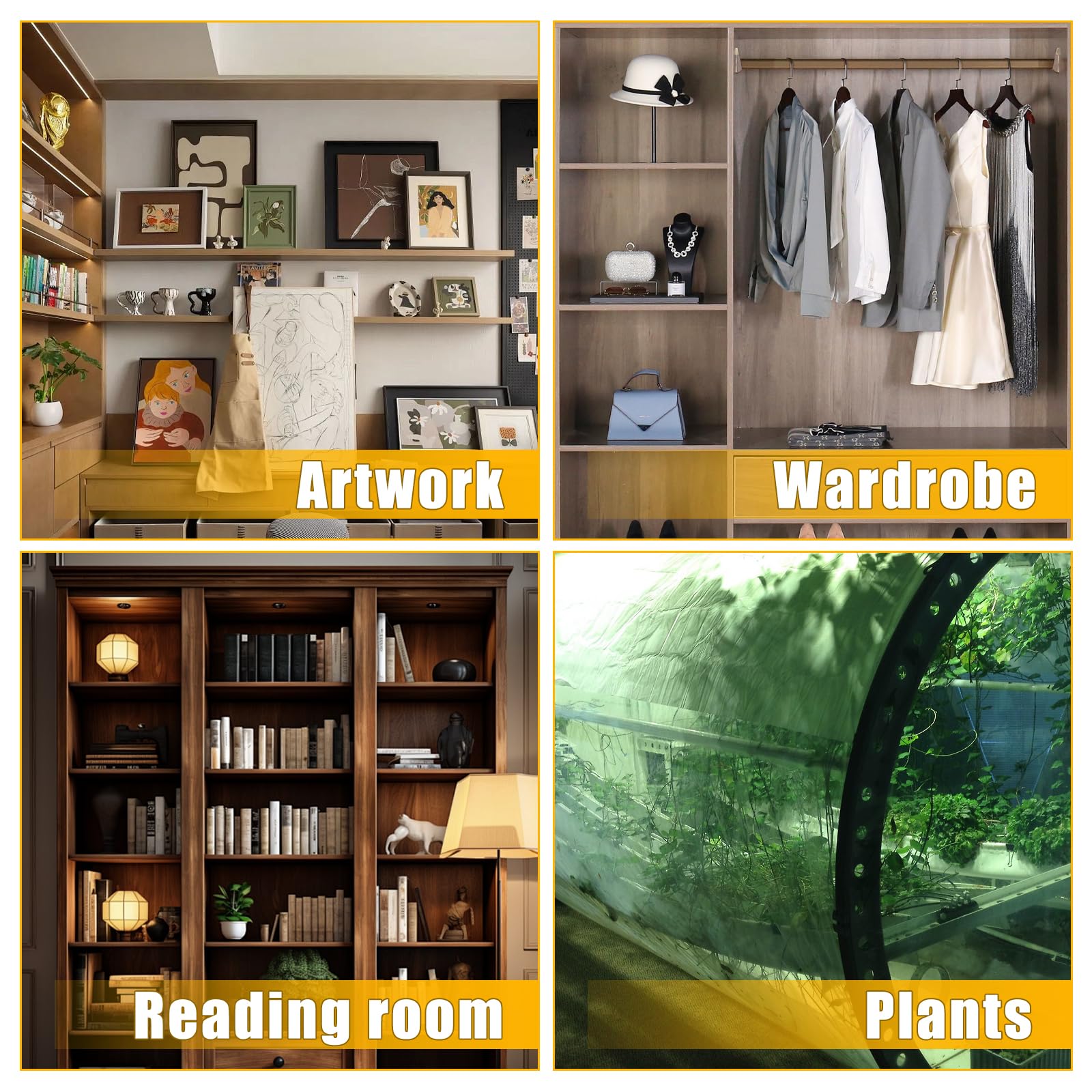 Joycabin 4 Stück Mini LED Strahler, 5V 1W Aluminium Spotlight mit Schalten, LED Schrankleuchte Akzentlichter Mini Spot Licht für Vitrinen, Schmuck, Schaufenstern, Modellen (4000 K Neutrales Licht)