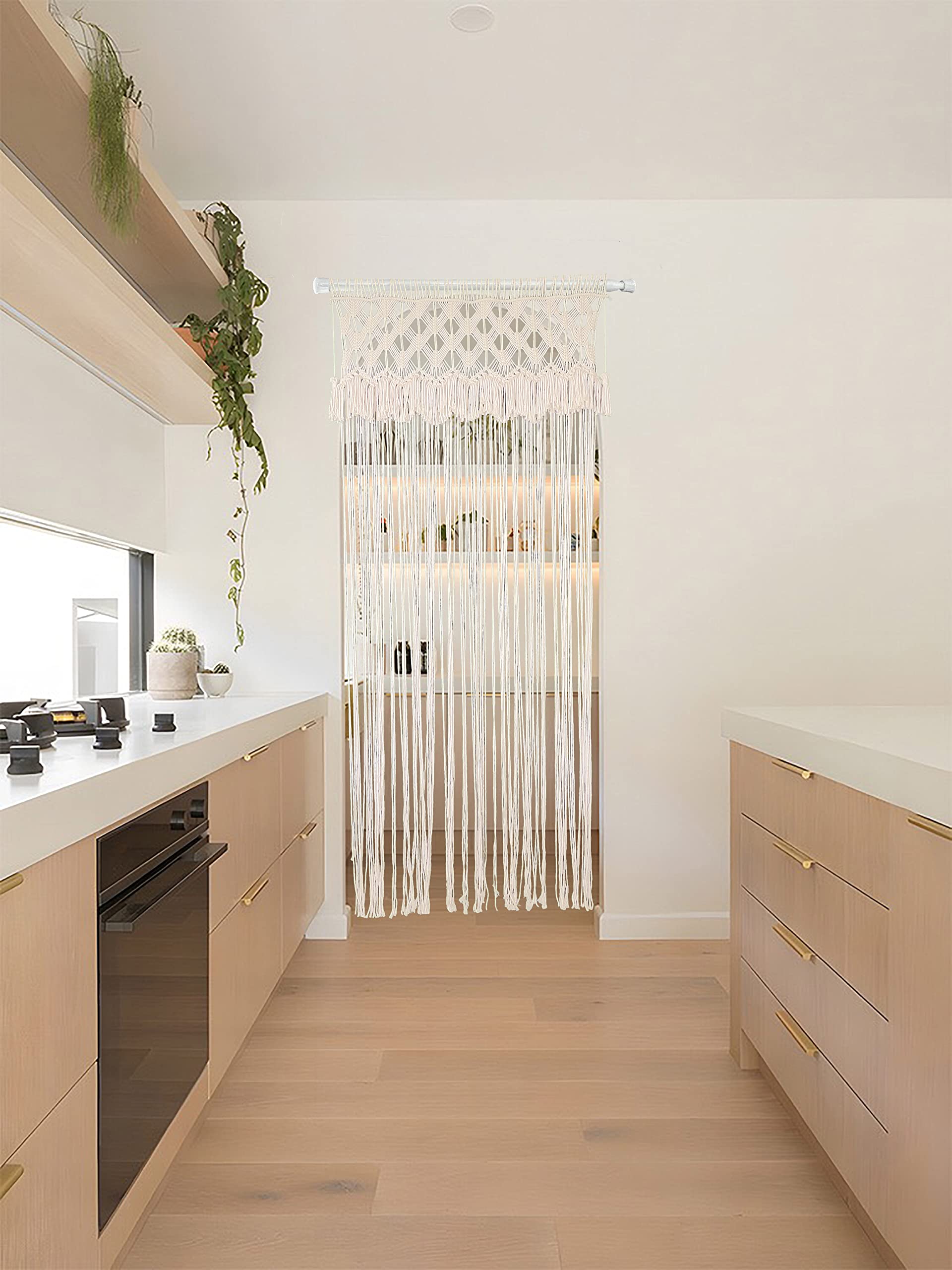 Cortina de macramé para ventana de puerta, grande, bohemia, para colgar en la pared, decoración bohemia hecha a mano, telón de fondo de boda, arco y divisor de habitación para dormitorio, sala 2