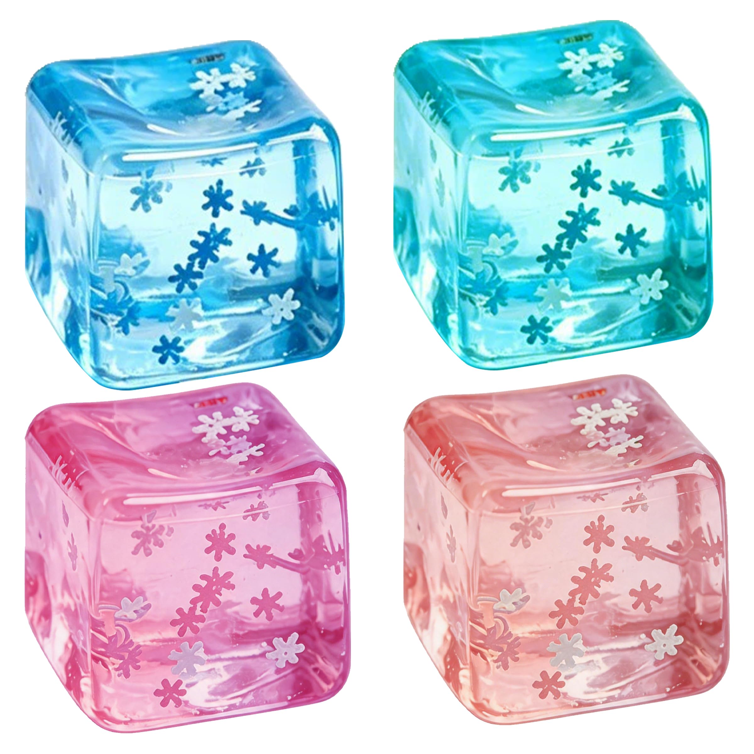 DONGTATA 4PCS Snowflake Squishy Cube Fidget Toys Ice Cube Stress Relief Toys Slow Rising Sensory Squishies for Adults Kids Soft Hand Squeeze Toy for Anxiety Relief Focus ADHD Autism Desk Toy