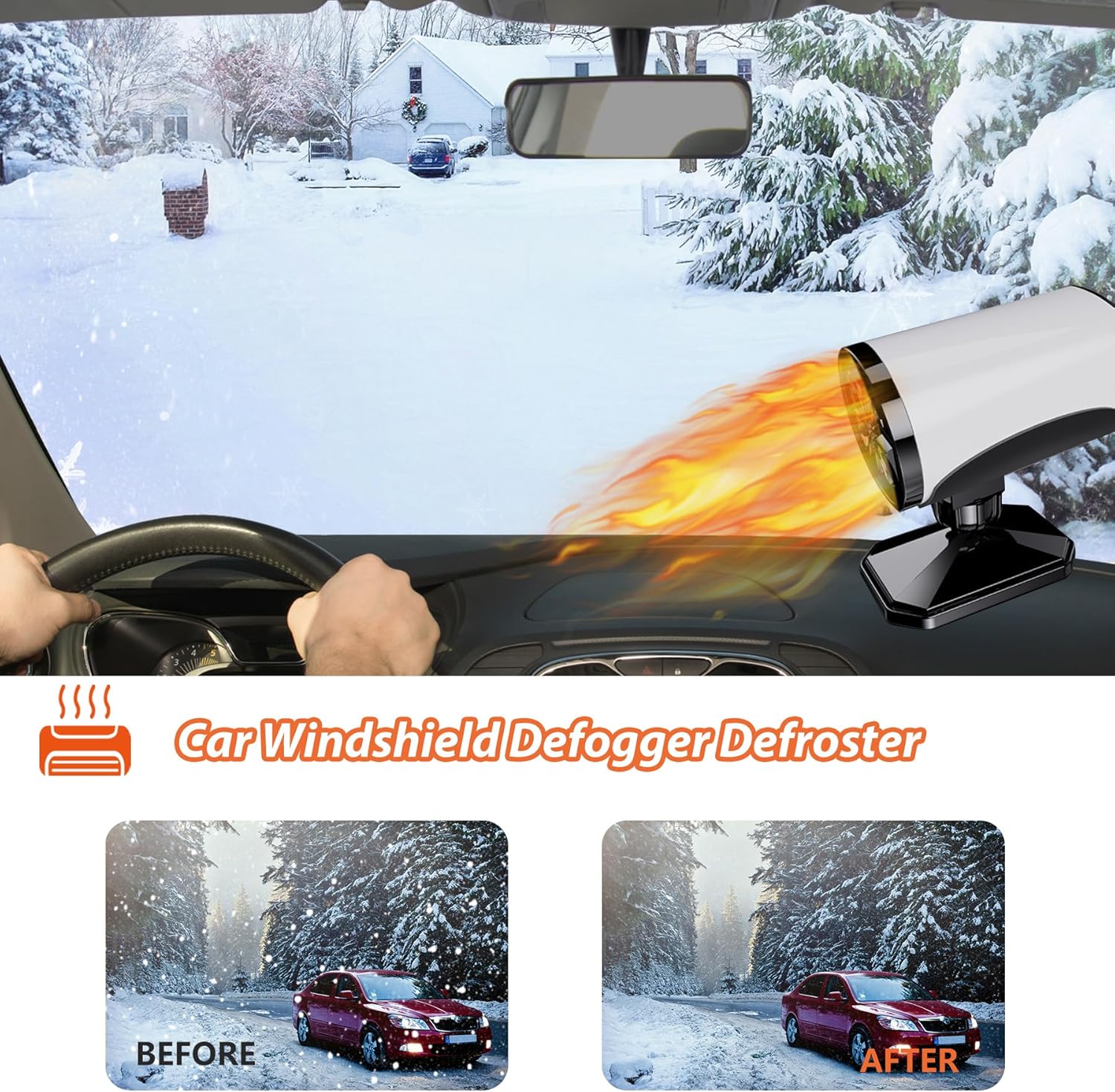 new car heater,portable 12v car heaters & defroster,200w fast heating & cooling fan,plug in car heater for windshield defogger with 360° rotary car heaters for vehicle,car,rv,suv (dd-107)