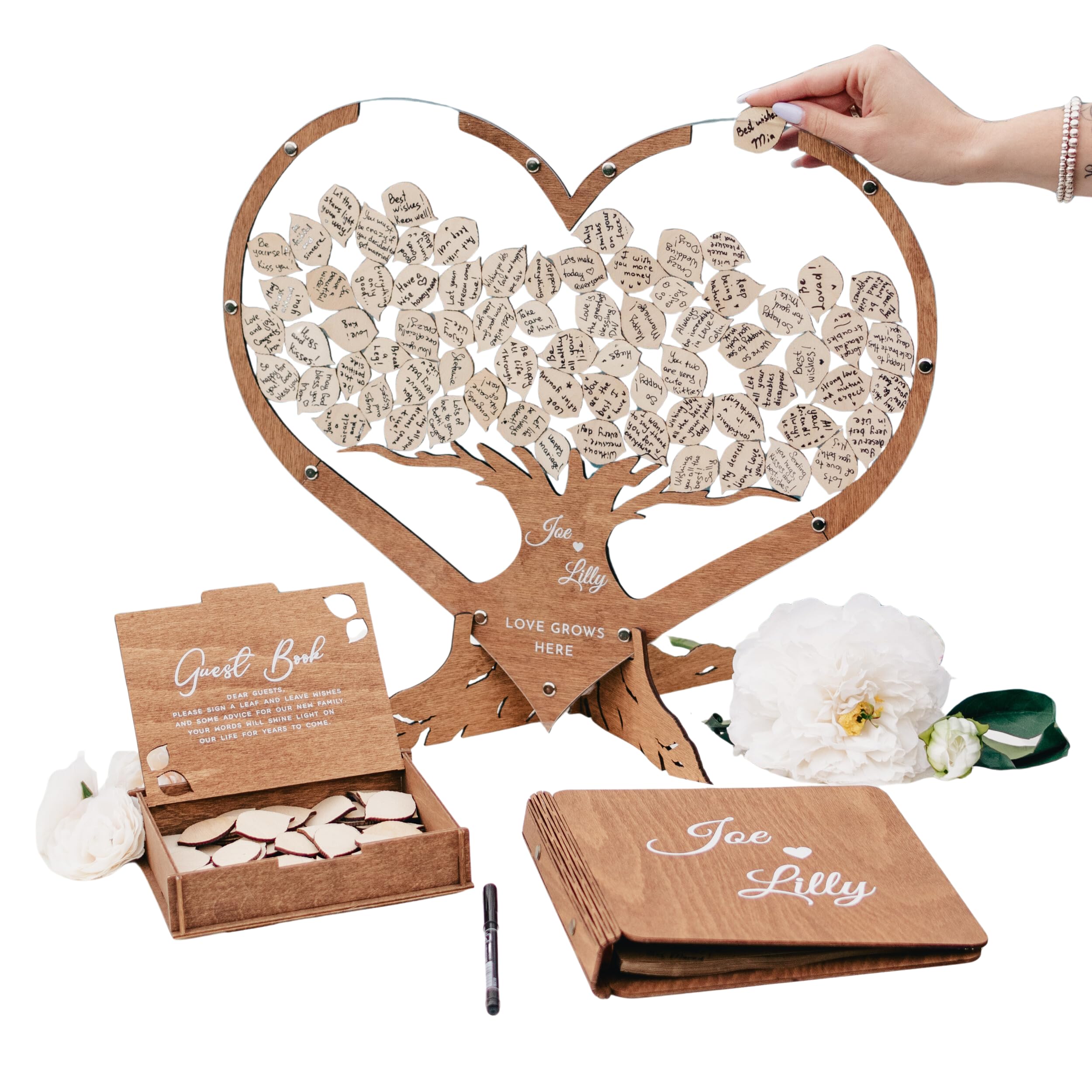 Personalized Wedding Guest Book Alternative - Guest Book Wedding Reception Heart Frame with Tree Design - Wedding Decorations for Reception Sign in