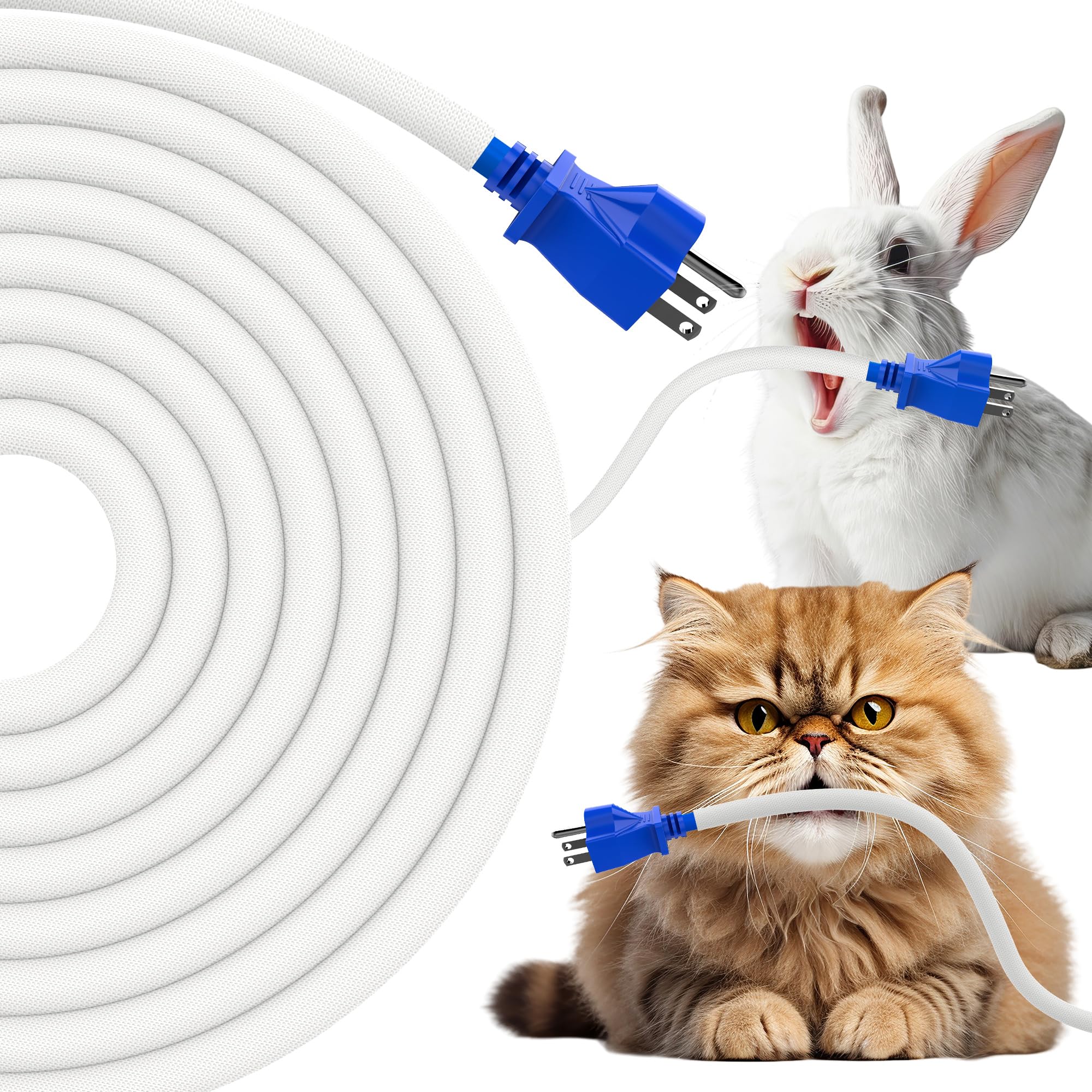 REFLYING 7,6 Metros-8mm Manguito de Cable Autoenvolvente, Ocultar 1 Cable, Perros Gatos Protector de Cable, Evite Que Las Mascotas Mastiquen los Cables, Manguito de Cable Trenzado Expandible, Blanco