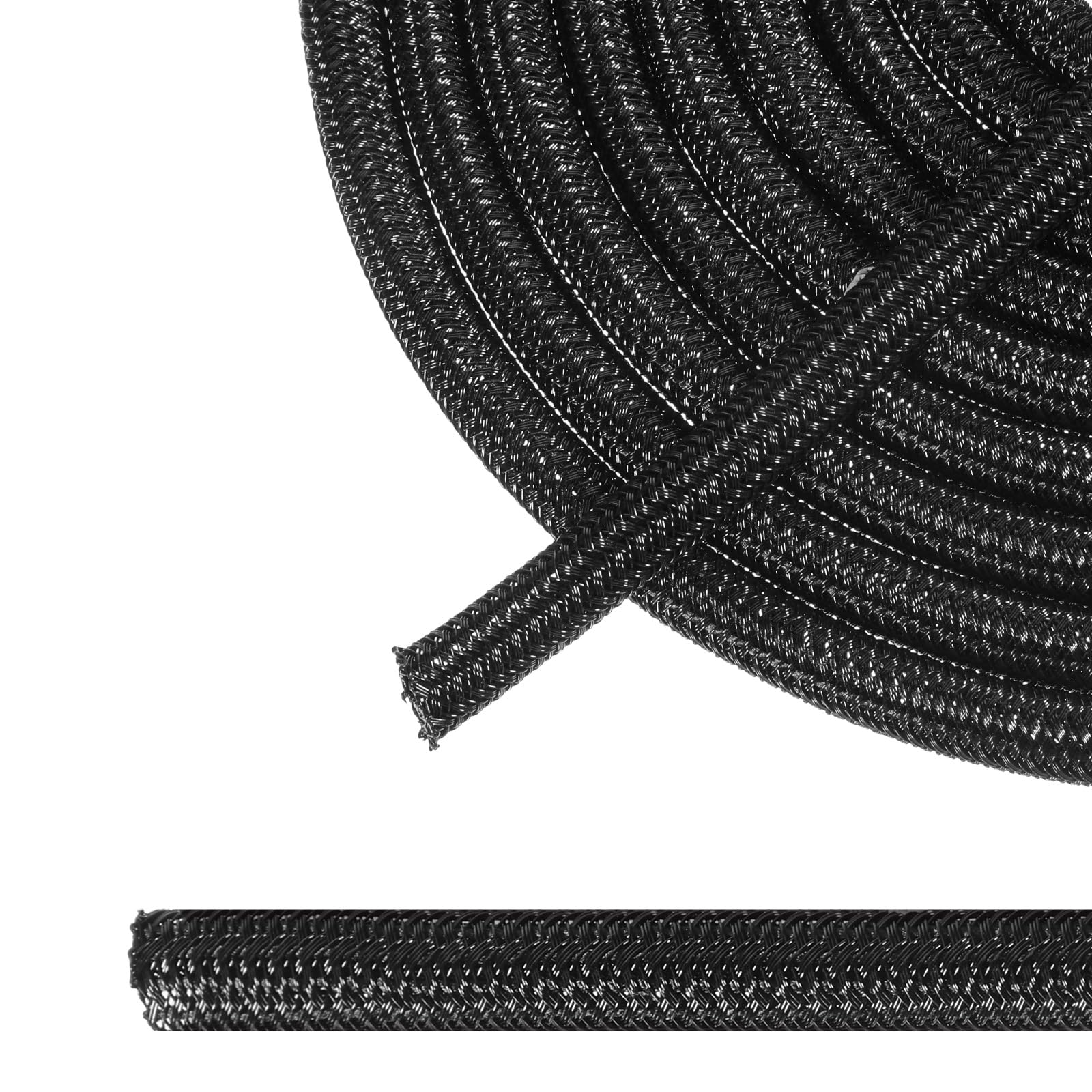10ft - 1/4 inch Cable Protectors for Cords, Cord Protectors from Pets No Chew Flexible Self Wrapping Cable Sleeve Protector for USB Audio Automotive Power Cord (Black)