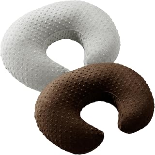 Homiest Light Gray & Chocolate Brown Minky Dot Nursing Pillow Cover Set | 22x17.7x5.9 Inch Universal Fit, Hidden Zipper Design, Ultra Plush Touch, Colorfast Machine Washable, 2 Pieces Included
