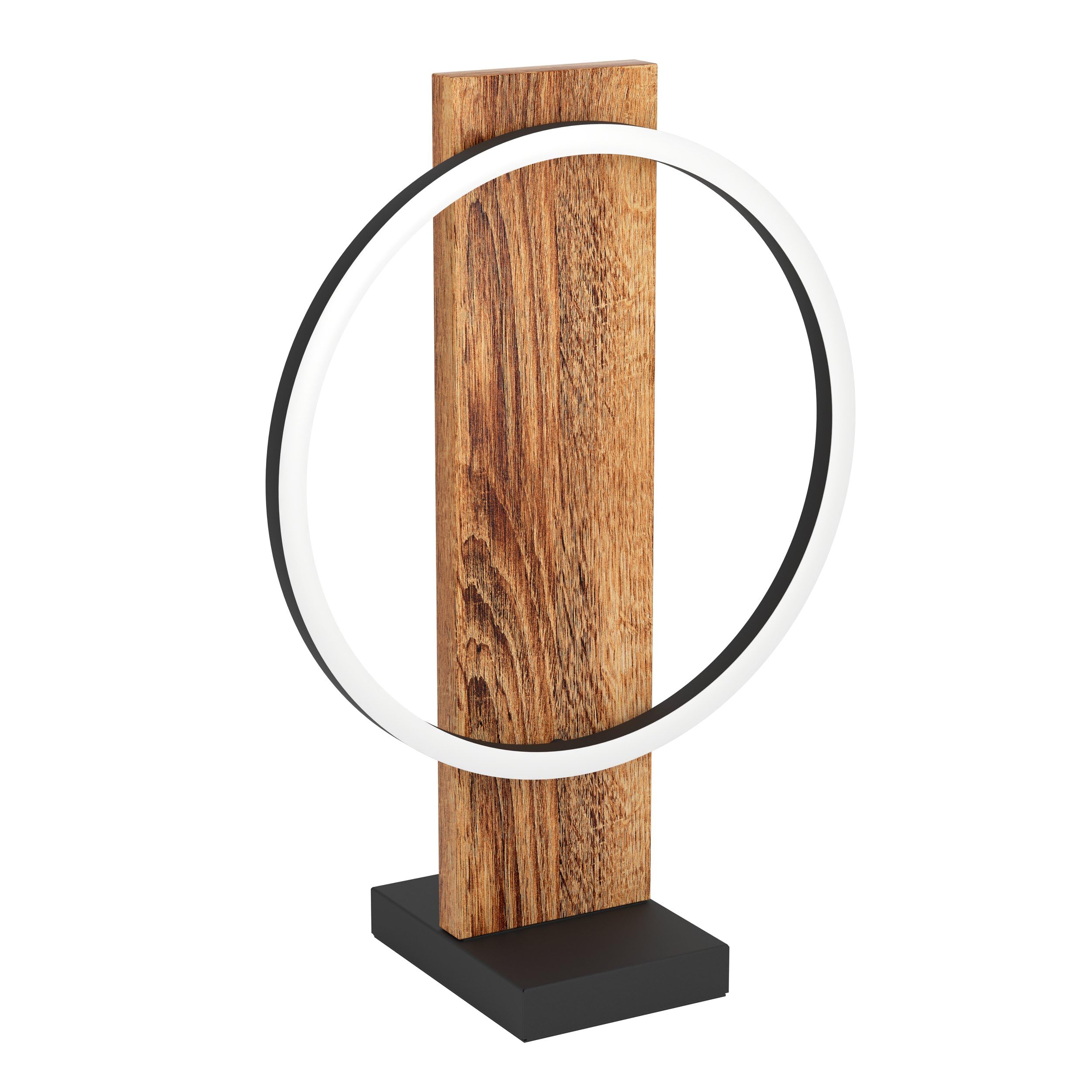 Eglo LED Bedside lamp Boyal, Vintage and Rustic Table Light Made of Brown Wood, Black Metal and White Plastic, Living Room Lighting with Switch, Warm White — image 1