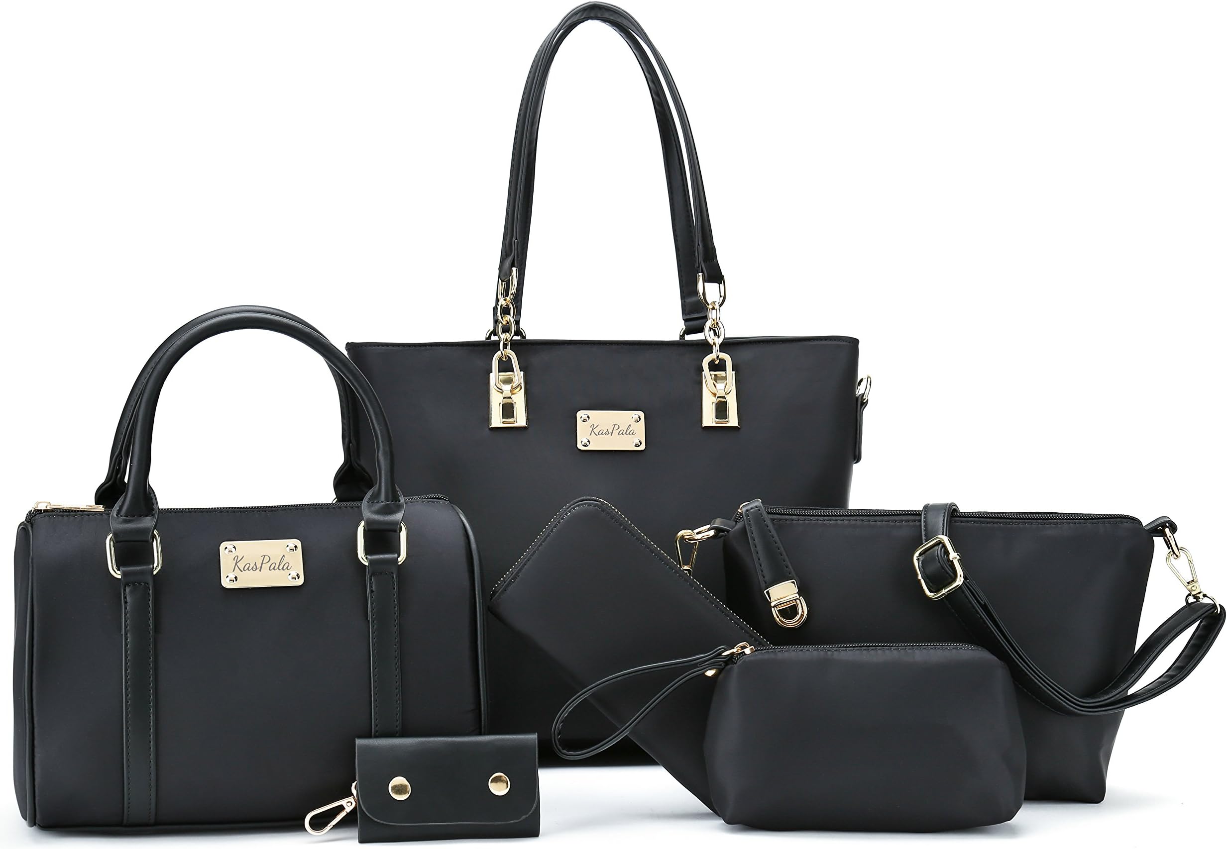 Womens 6 Pcs Shoulder Bags Top-Handle Handbag Tote Purse Set