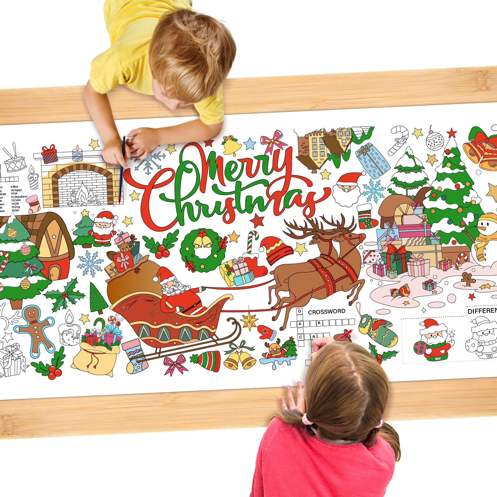 Amazon.com: Christmas Coloring Tablecloth, 30 x 72 Inch Giant Coloring ...