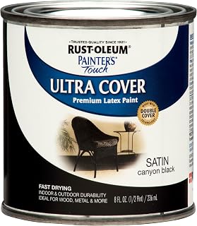 Rust-Oleum Painter's Touch Ultra Cover 8 oz Satin Canyon Black Latex Paint for Indoor Outdoor Projects