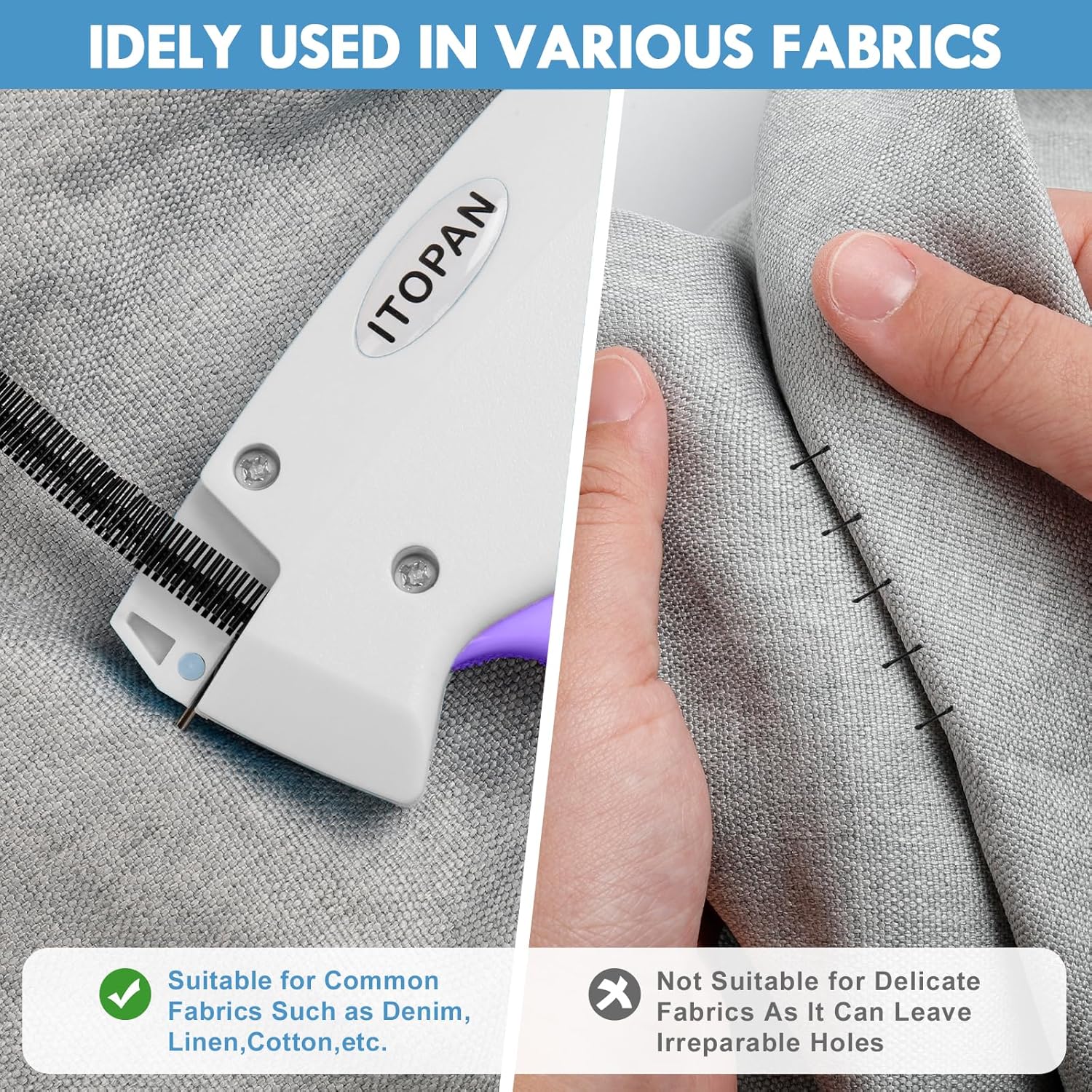 Itopan Stitch Gun for Clothes, Tagging Gun for Clothing Quick Fixes - Price Tag Gun with 6 Fine Needle, 1000 Black Fasteners & 1000 White Fasteners Snow1+MediumPurple1 - Image 6