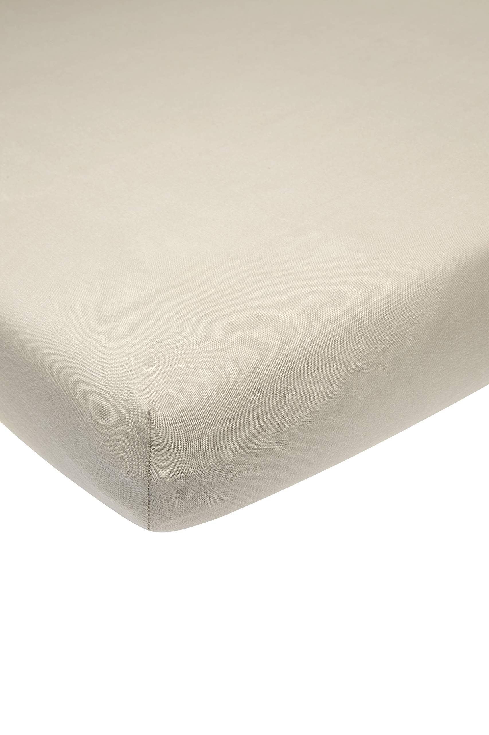 Meyco Baby Spannbettlaken für Laufgittermatratze - 75x95cm - Jersey Spannbetttuch - 100 % Baumwolle - Oeko Tex zertifiziert - Rundum-Gummizug, atmungsaktiv - Uni - Sand