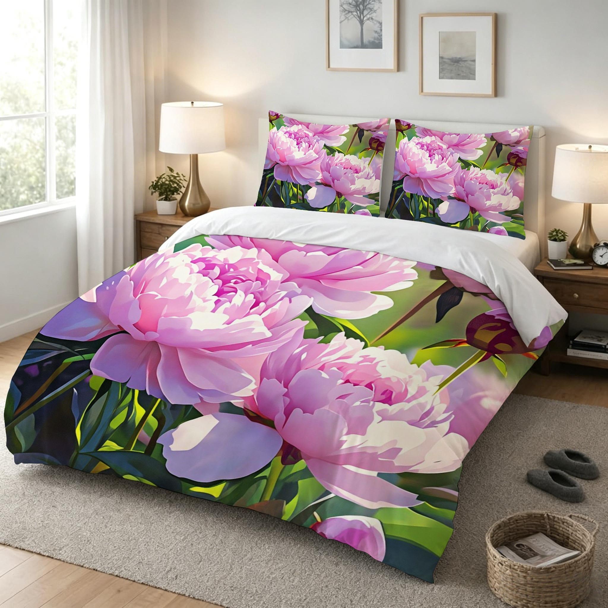 Copripiumino Matrimoniale Peonia Rosa 260x240, ZW156