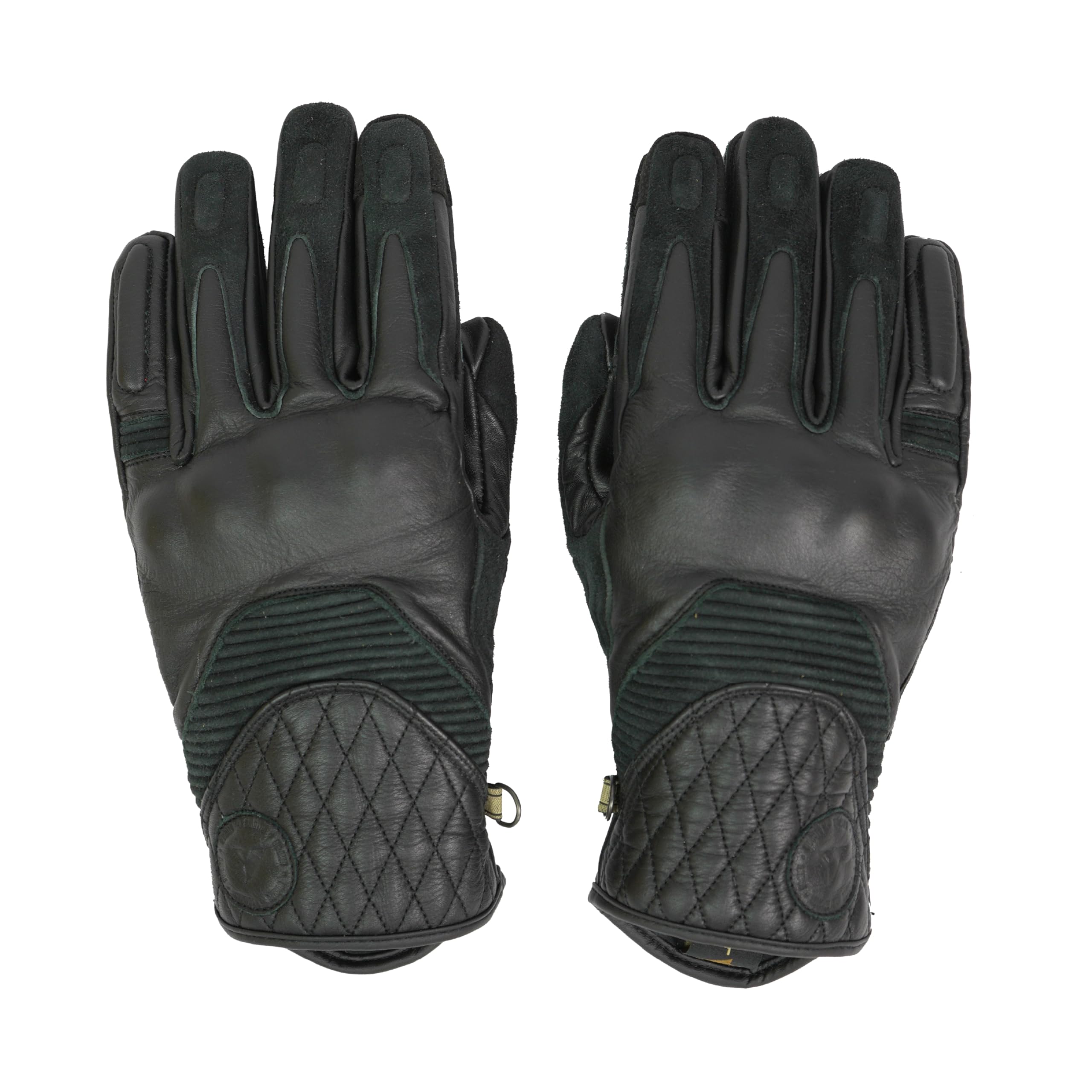BY CITY - Guantes Café III Man Black - Piel de Primera Calidad - Refuerzos de Aramida Antiabrasión - Función Táctil en Dedos - Ajuste con Velcro en Muñeca - Talla M - Negro