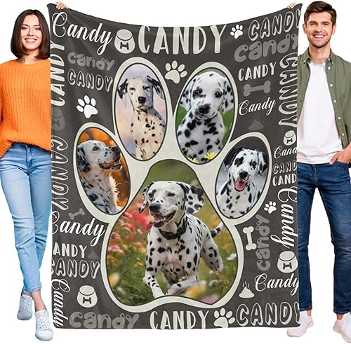 Miniatura 8 de Manta personalizada para fiesta de cumpleaños de perro, manta personalizada con nombre de foto, manta personalizada para perro con pastel para