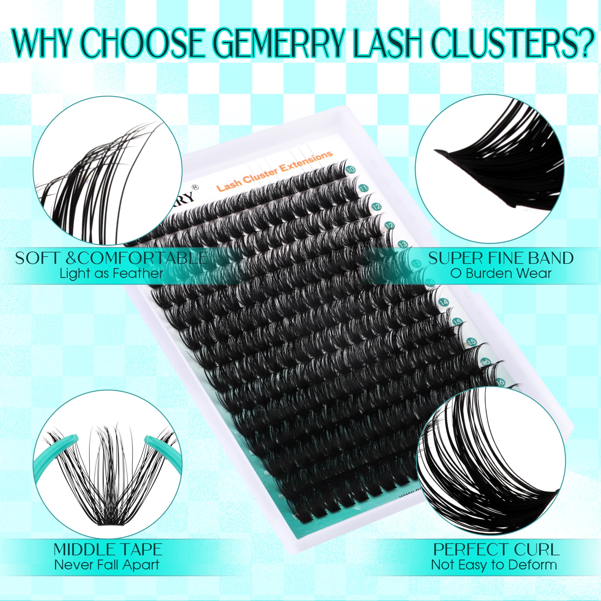 GEMERRY 280pcs Cluster Lashes D Curl 50D 10-18mm Individual Cluster Eyelashes Extensions DIY Lash at Home (50D-0.07D-10-18Mix) - Image 4