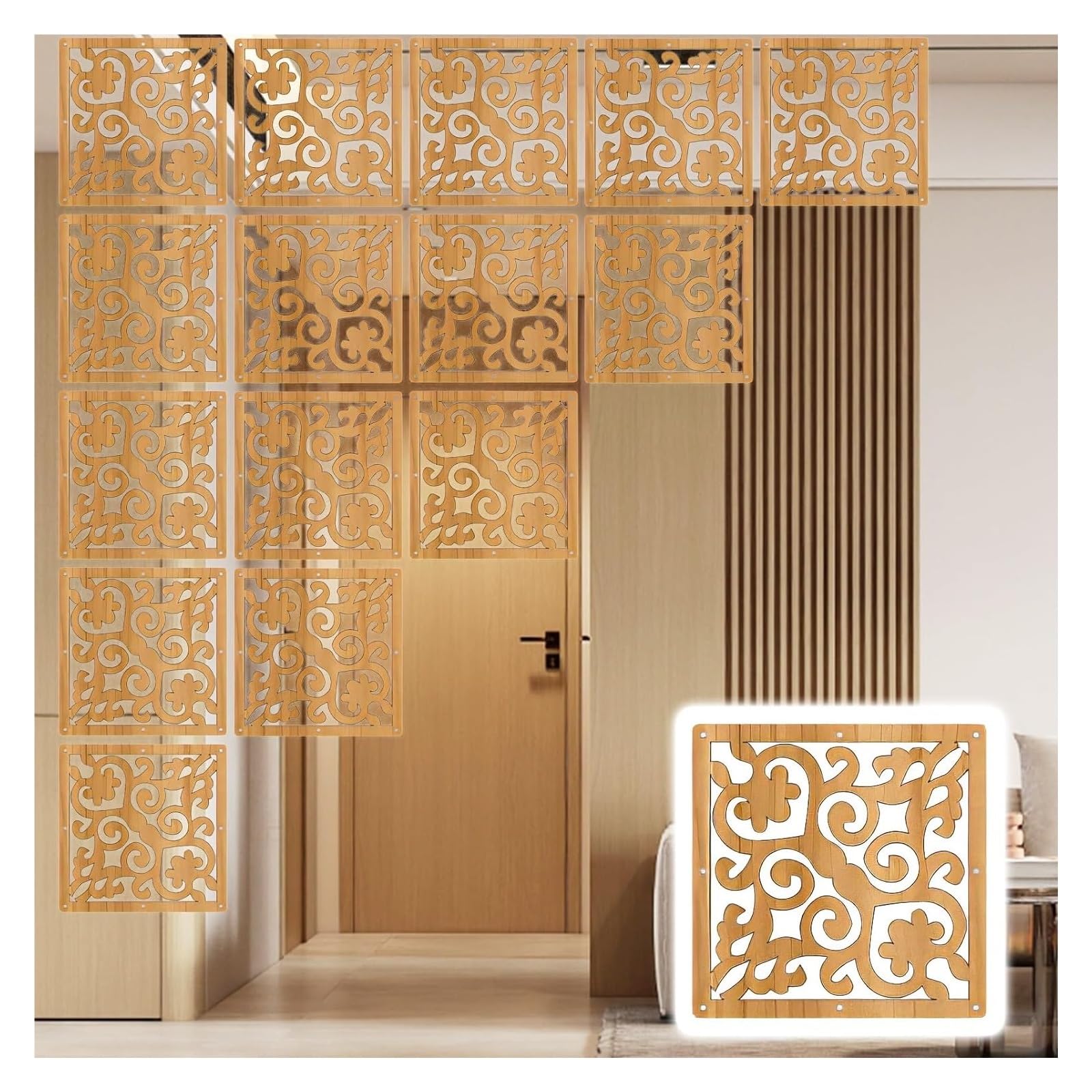 El Panel Colgante del tabique for la decoración de Ministerio del Interior, tamaño 11,4" x 11,4", 1 a 100 Pedazos Disponibles(Natural B,26Pcs)