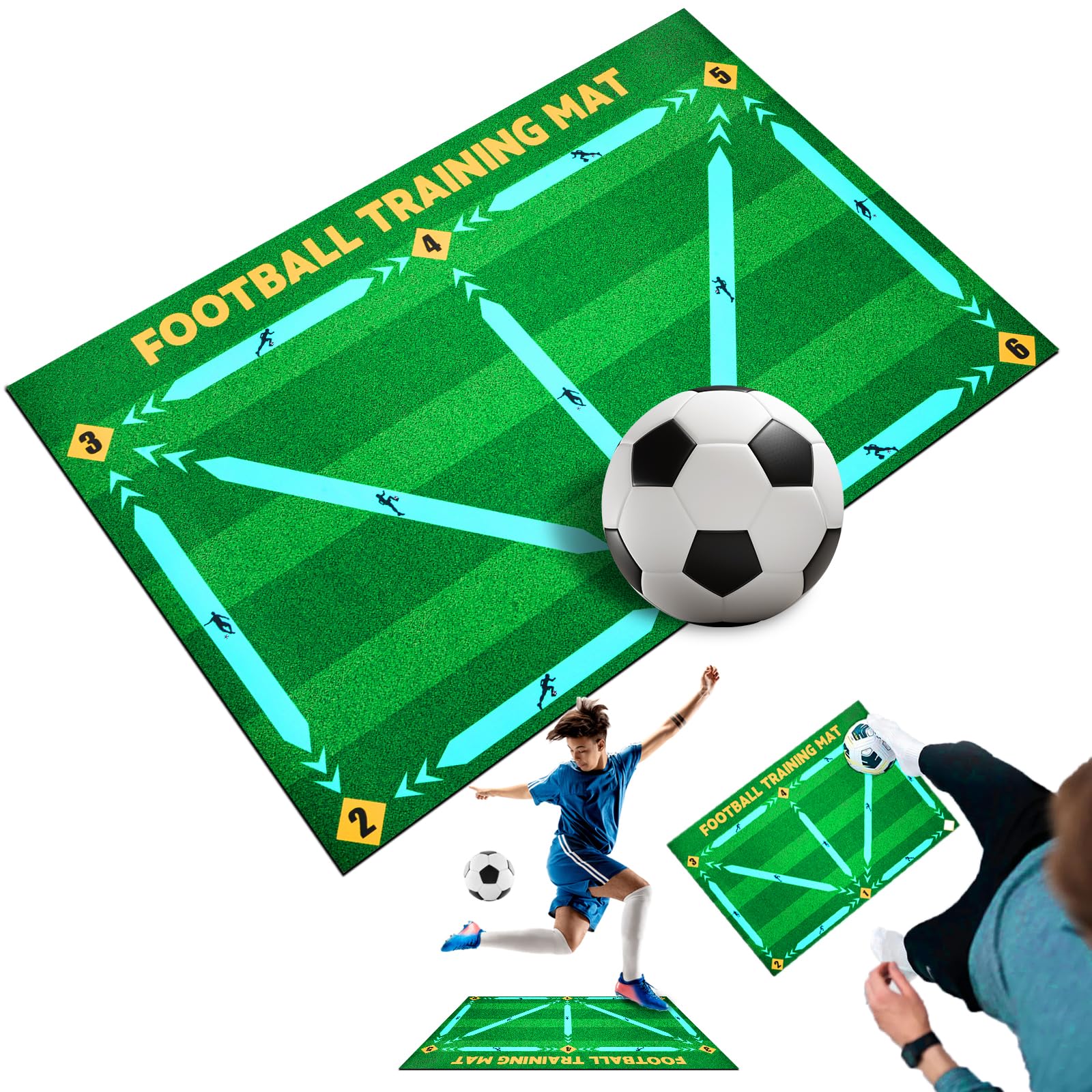 Pipihome Football Training Mat XL 90x60cm - Dribble & Ball Control Skill Mat For Kids & Adults