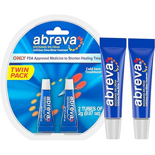 Abreva 10 Percent Docosanol Cold Sore Treatment, Treats Your Fever Blister in 2.5 Days - 0.07 oz Tube x 2