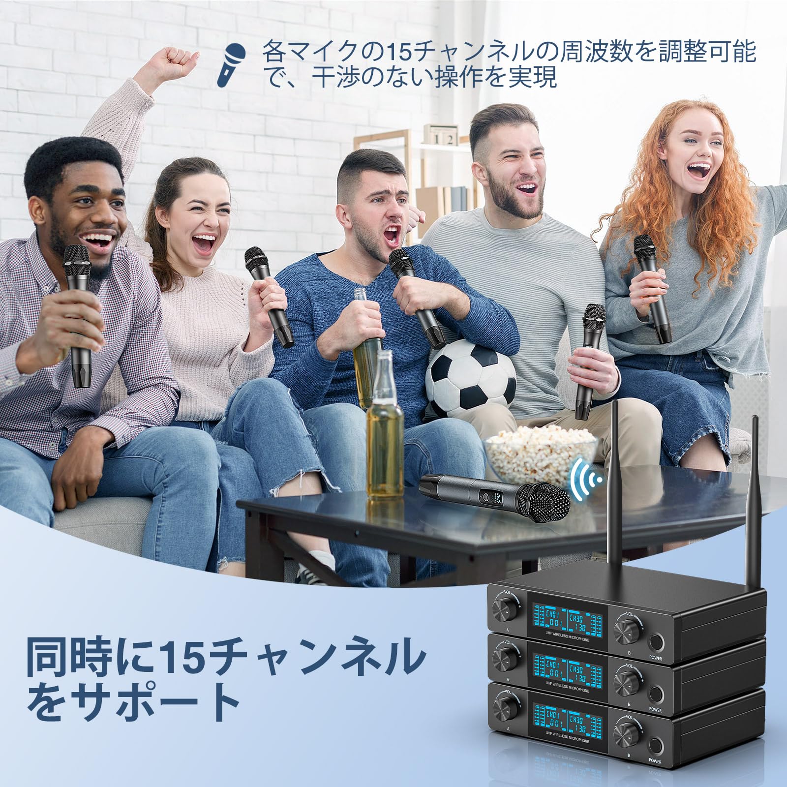 Amazon.co.jp: JAMELO ワイヤレスマイク 金属デュアルUHF ダイナミック