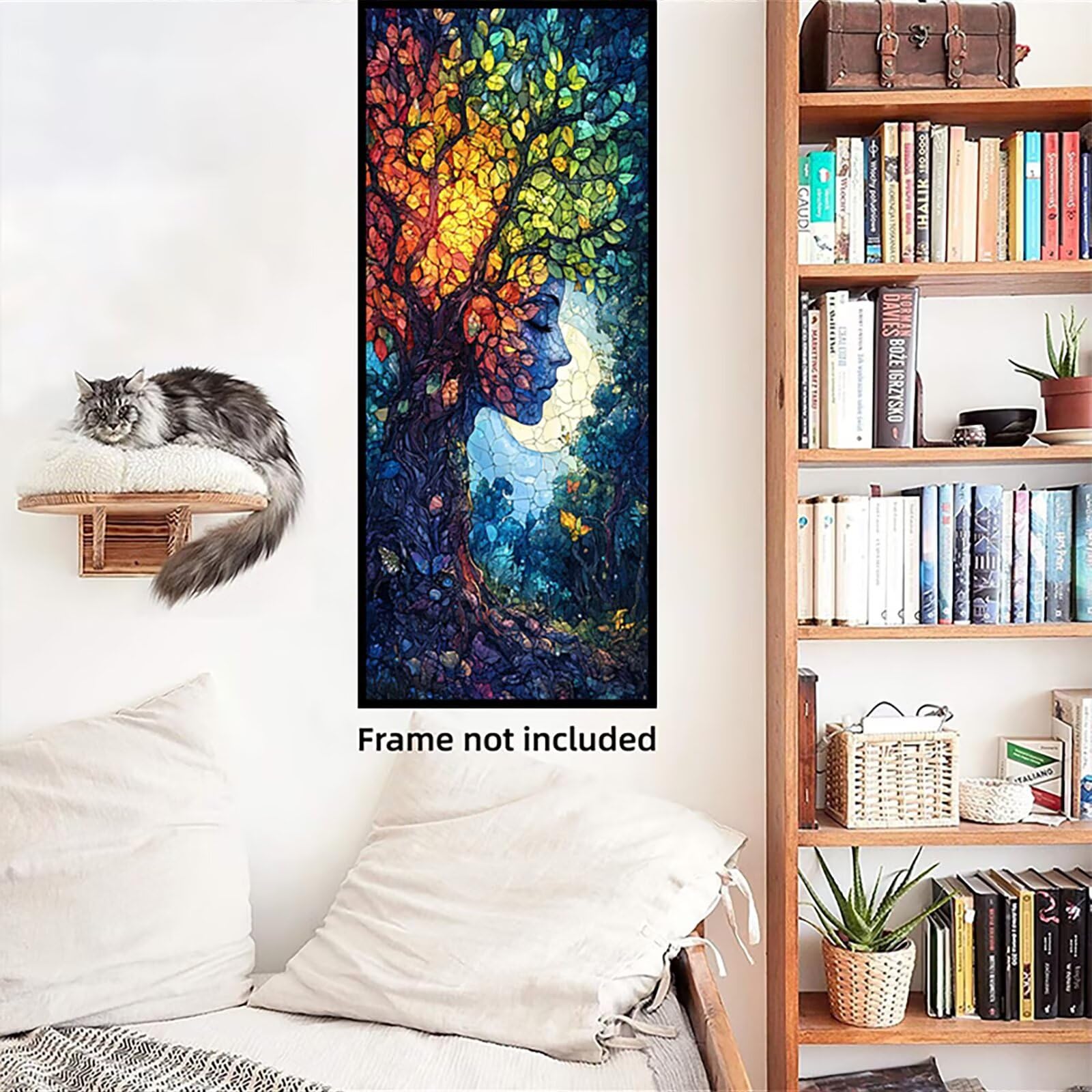 Malen Nach Zahlen 50x150cm Leinwand Farbe Malen Nach Zahlen Erwachsene mit Ohne Rahmen, DIY Kreativ Set für Erwachsene mit Pinseln und Acrylfarbe, Zimmer Deko Baum 1 Landschaft Geschenk, P0M-761