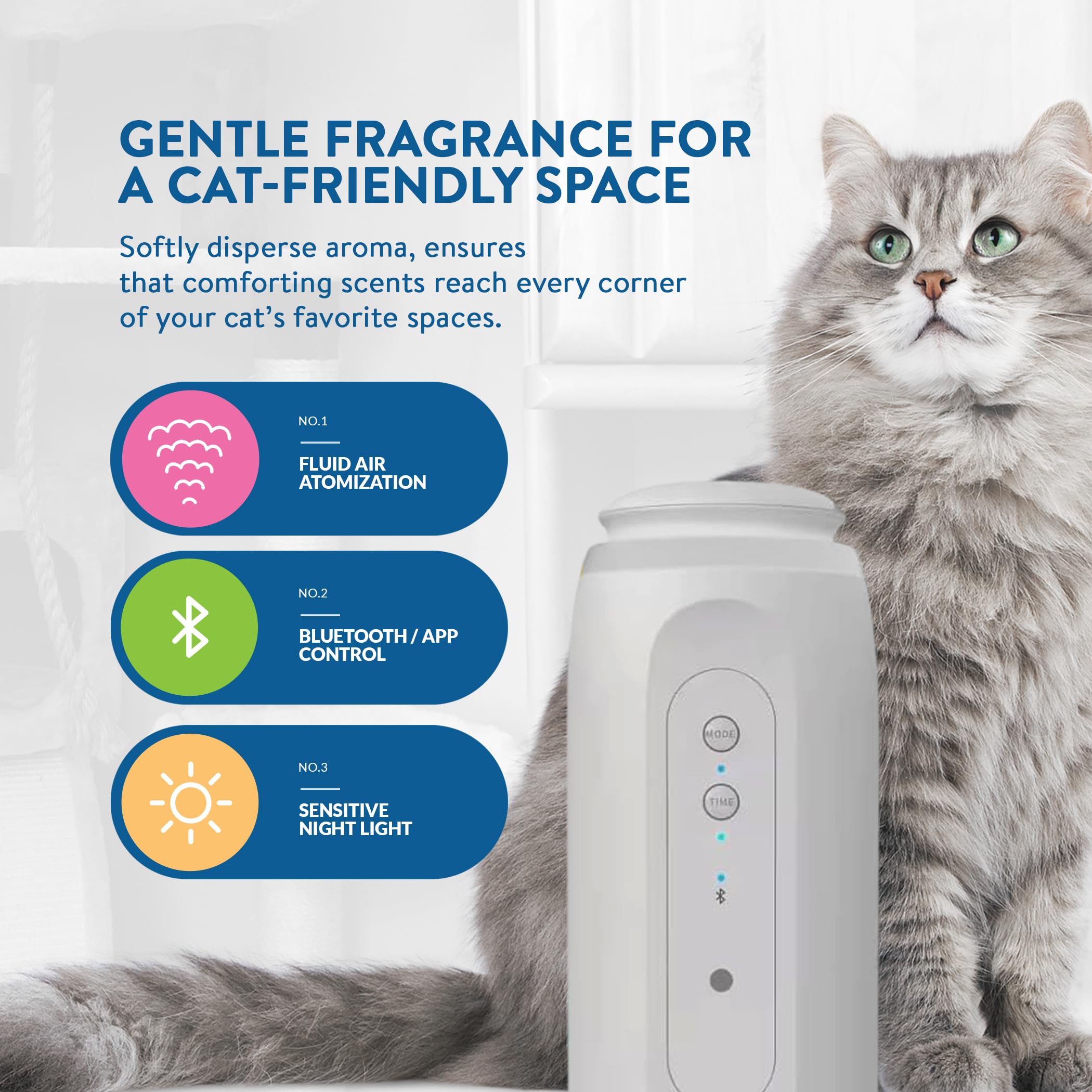 Cat Calming Pheromone Diffuser with Bluetooth Control for Multi-Cat Households—Includes 100 ml Refill; Effective Stress and Behavior Relief; Easy Plug-In Design to Reduce Feline Anxiety and Aggression - image 7