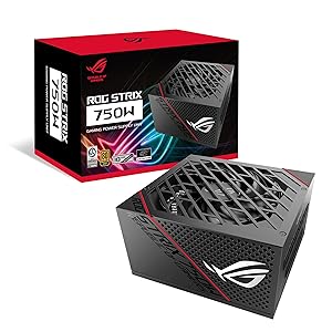 ASUS ROG Strix 750 Fully Modular 80 Plus Gold 750W ATX Power Supply with 0dB Axial Tech Fan and 10 Year Warranty